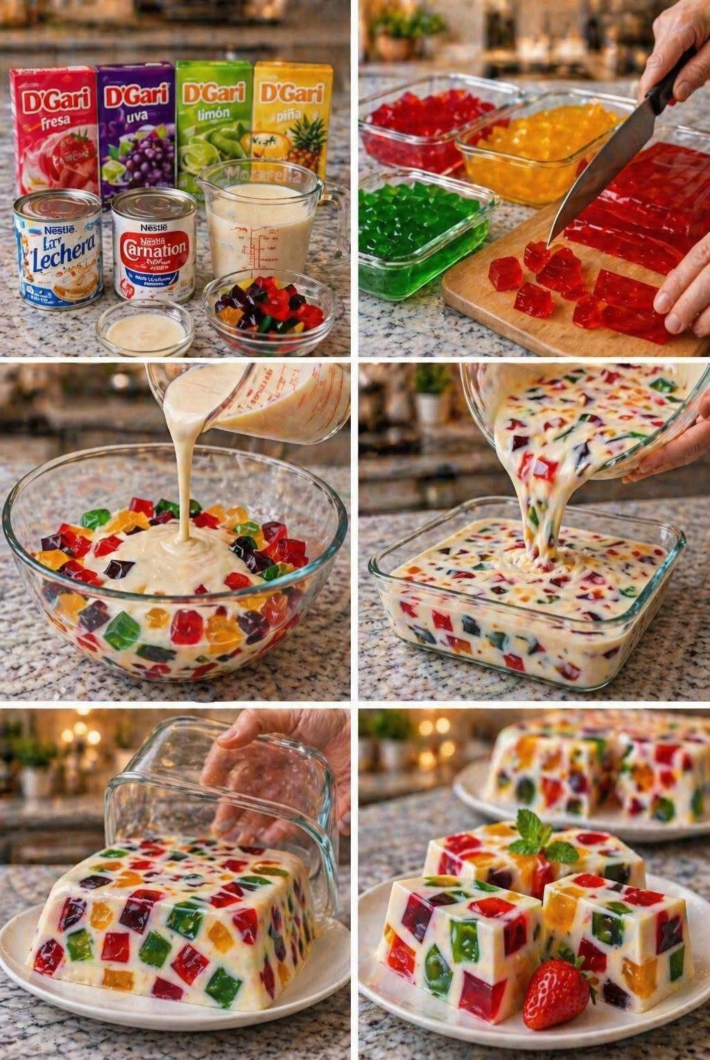 🍮 GELATINA MOSAICO DE COLORES 🌈