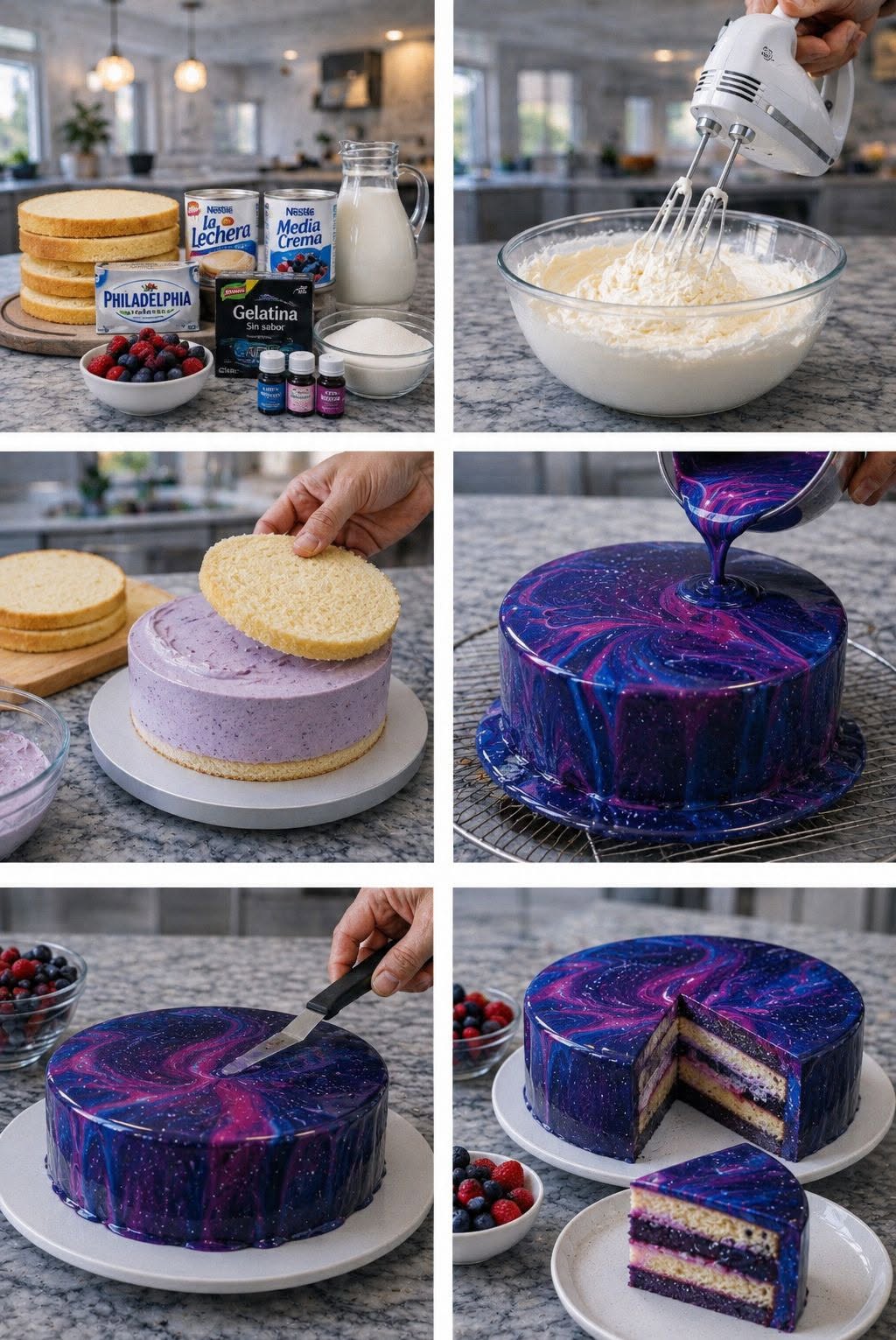 🌌🎂✨ PASTEL GALAXY MIRROR GLAZE ✨🪐