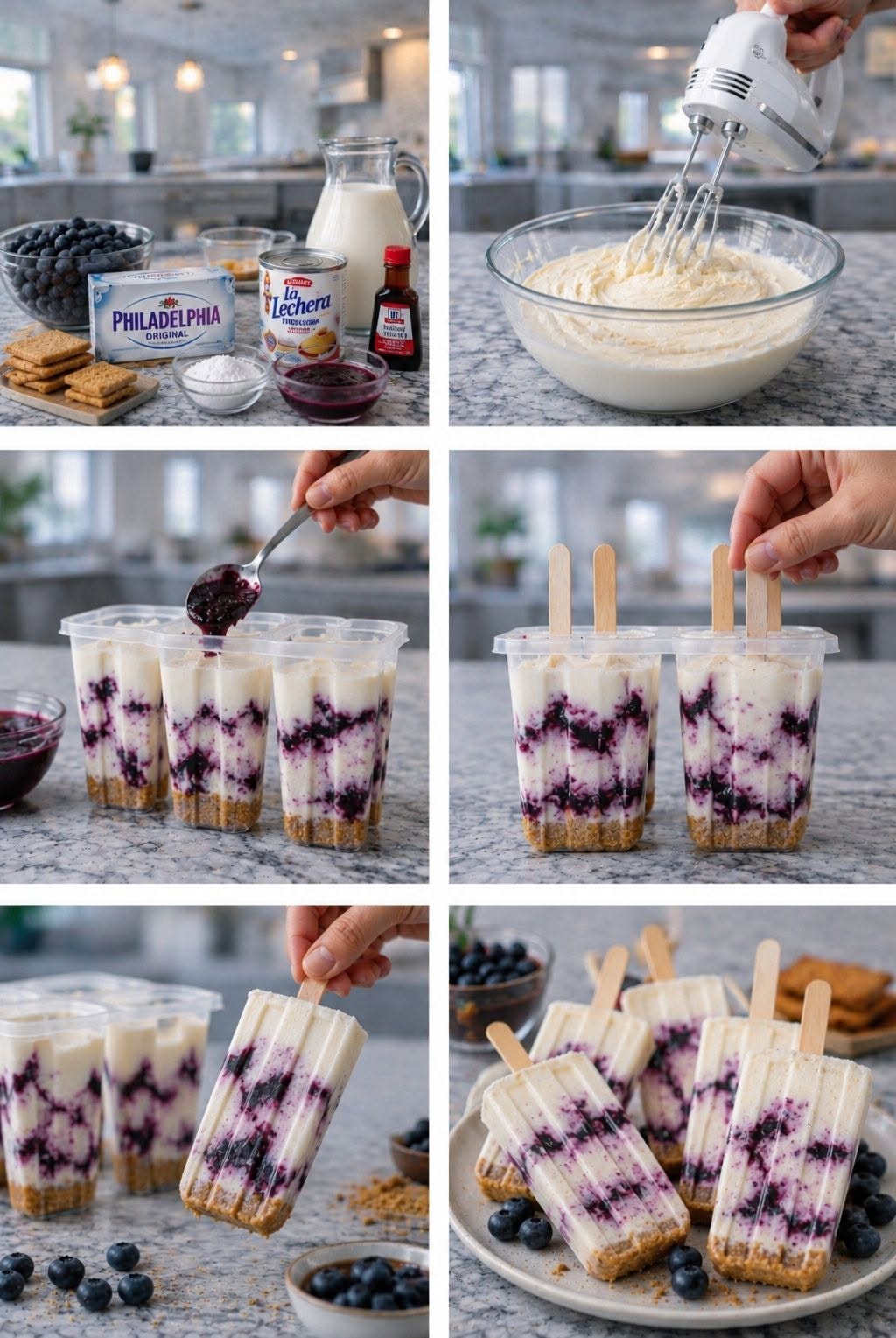 🫐🍰✨ PALETAS DE BLUEBERRY CHEESECAKE GOURMET ✨❄️
