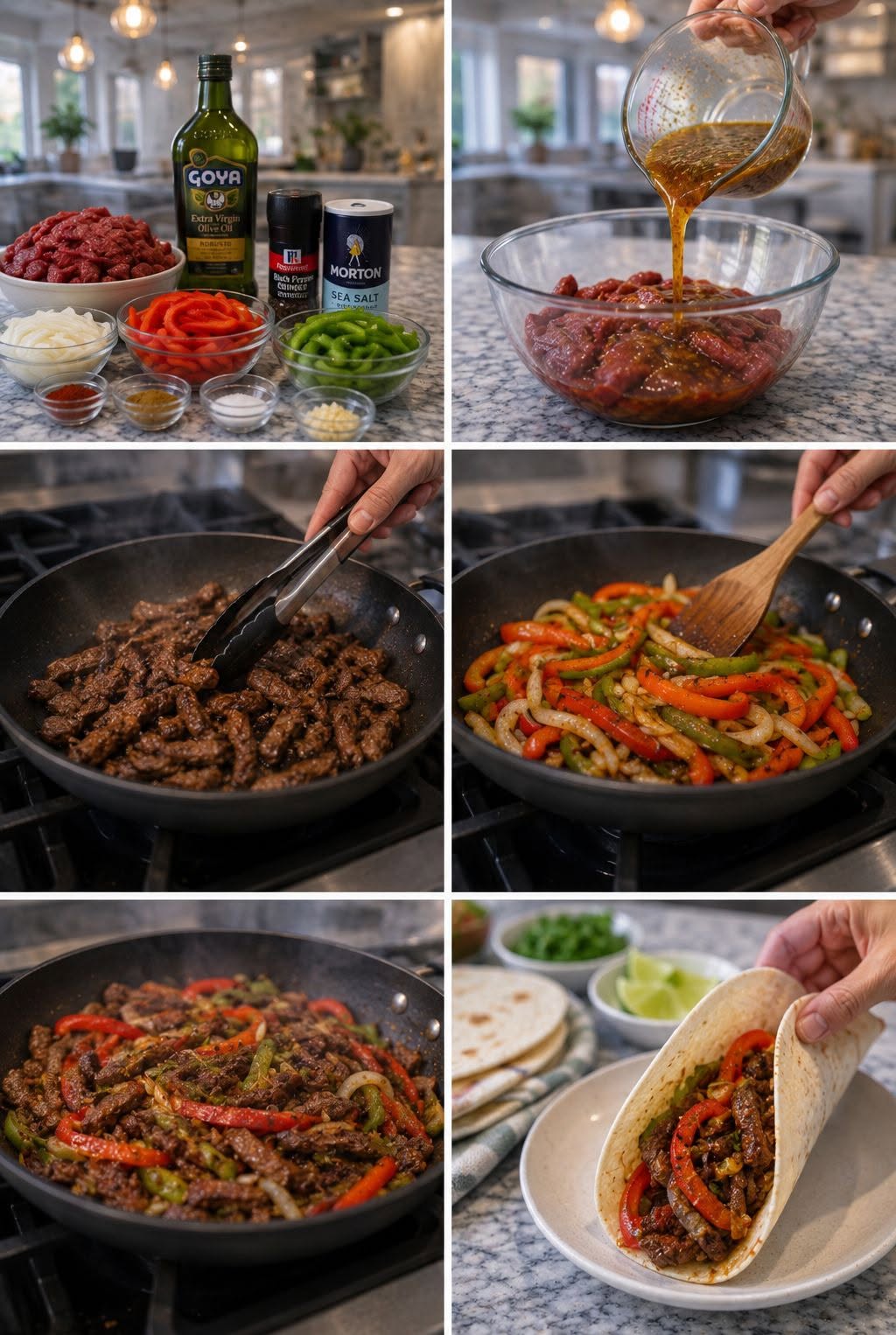 🥩🫑🔥 FAJITAS DE RES CON PIMIENTOS 🔥🌮