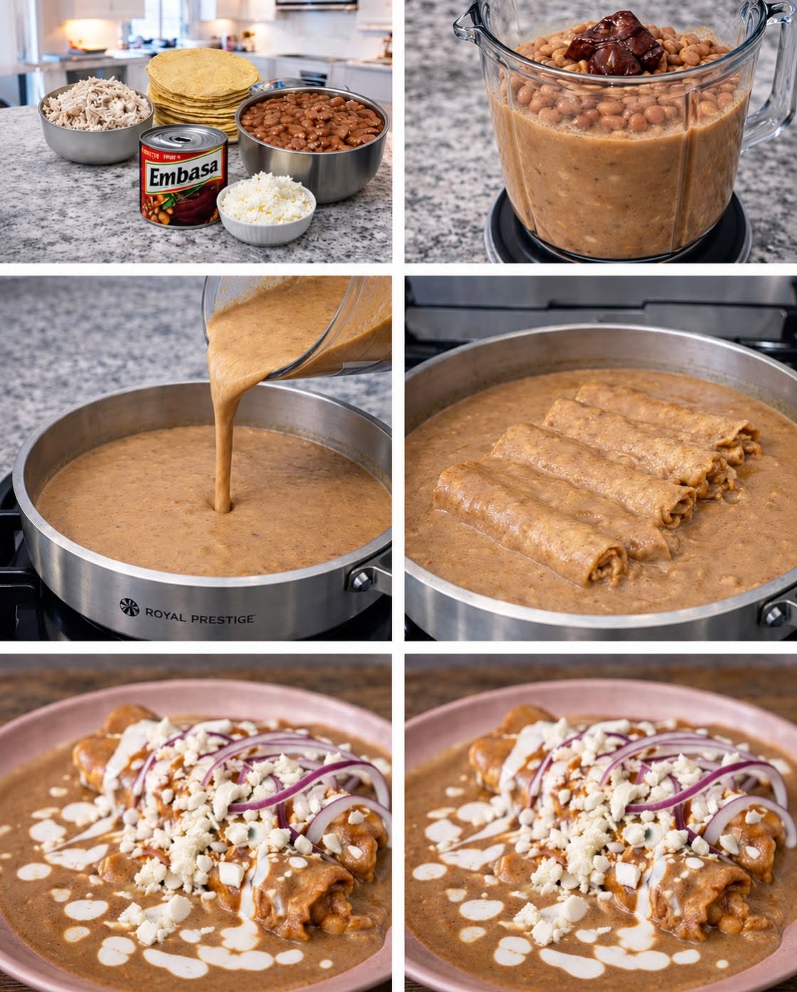🌮🫘🔥 ENCHILADAS EN SALSA DE FRIJOL CON TOQUE DE CHIPOTLE 🔥🌶️