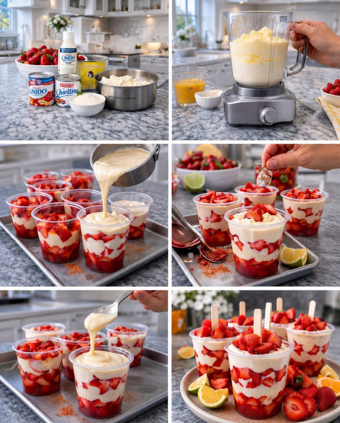🍓🥛✨ VASITOS DE FRESA CON CREMA (ESTILO CHEESECAKE EN VASO) ✨🍰