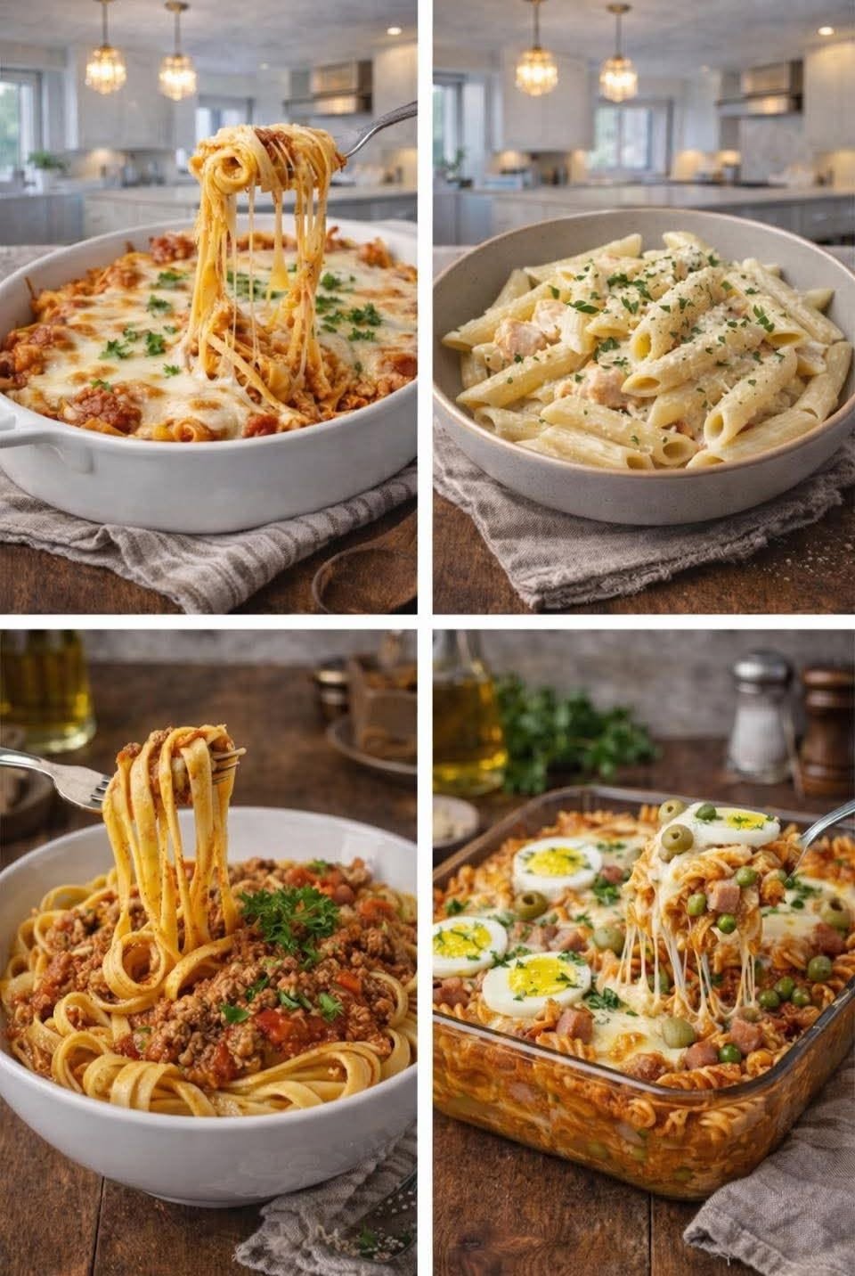🍝🧀✨ 4 RECETAS DE PASTAS CREMOSAS Y GRATINADAS ✨🔥