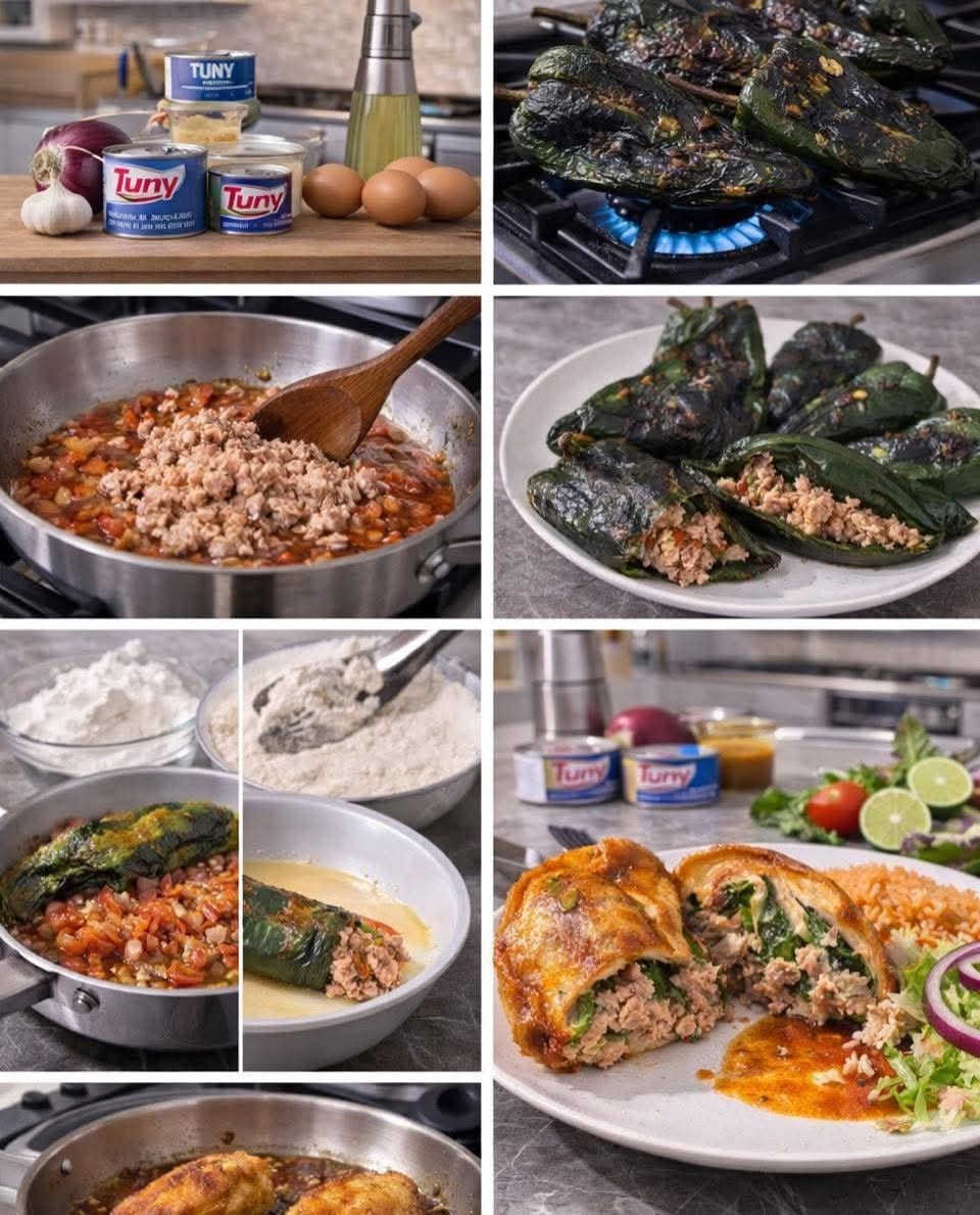 🔥🐟✨ CHILES RELLENOS DE ATÚN ✨🌶️🍳