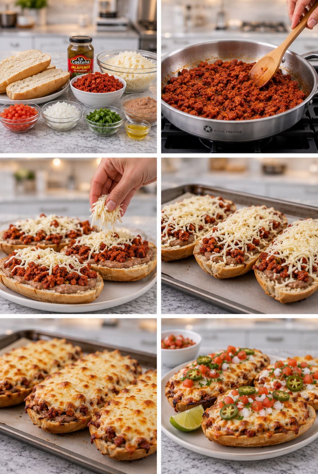 🥖🧀✨ MOLLETES CON CHORIZO Y QUESO GRATINADO ✨🔥🤤