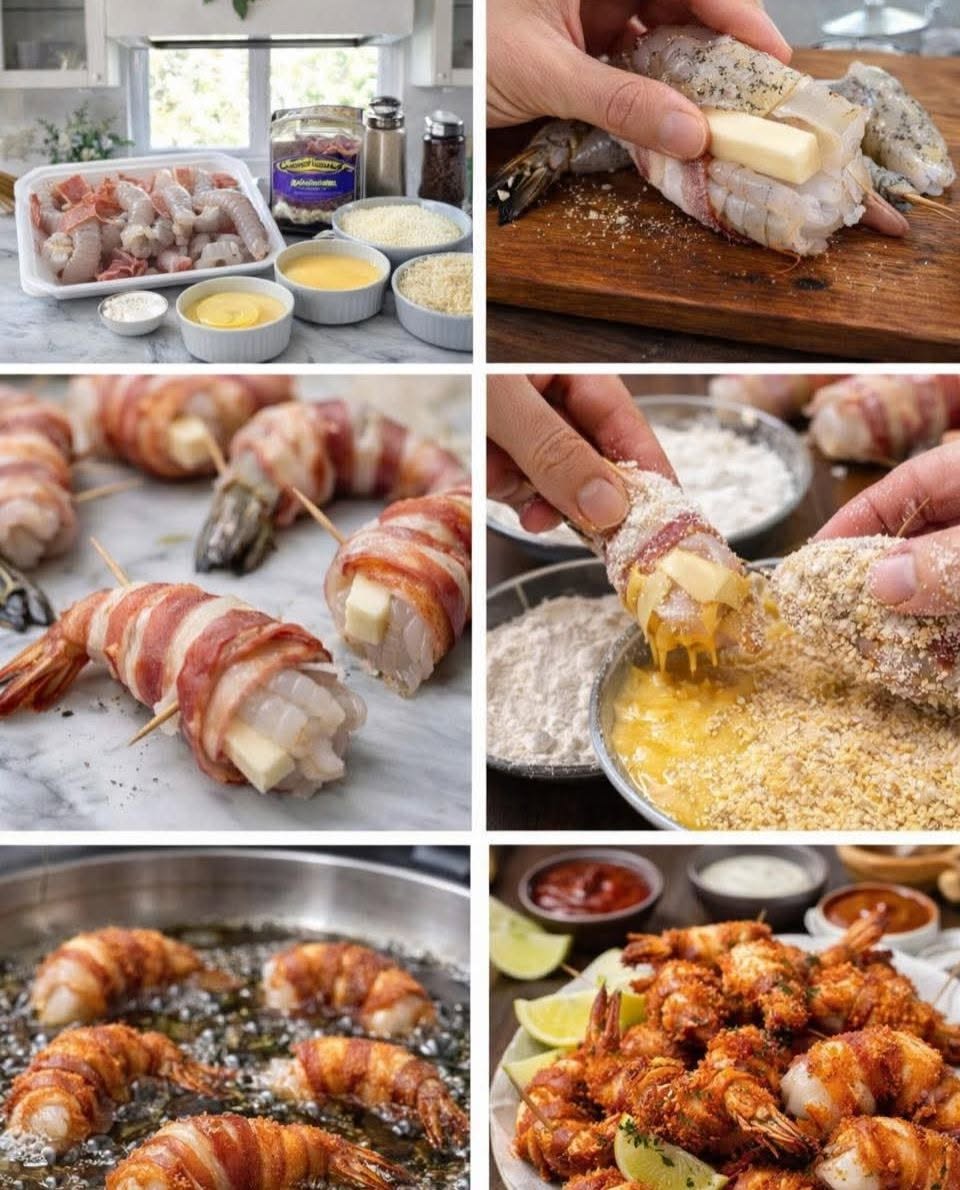 🦐🔥✨ CAMARONES RELLENOS DE QUESO Y ENVUELTOS EN TOCINO ✨🧀🥓