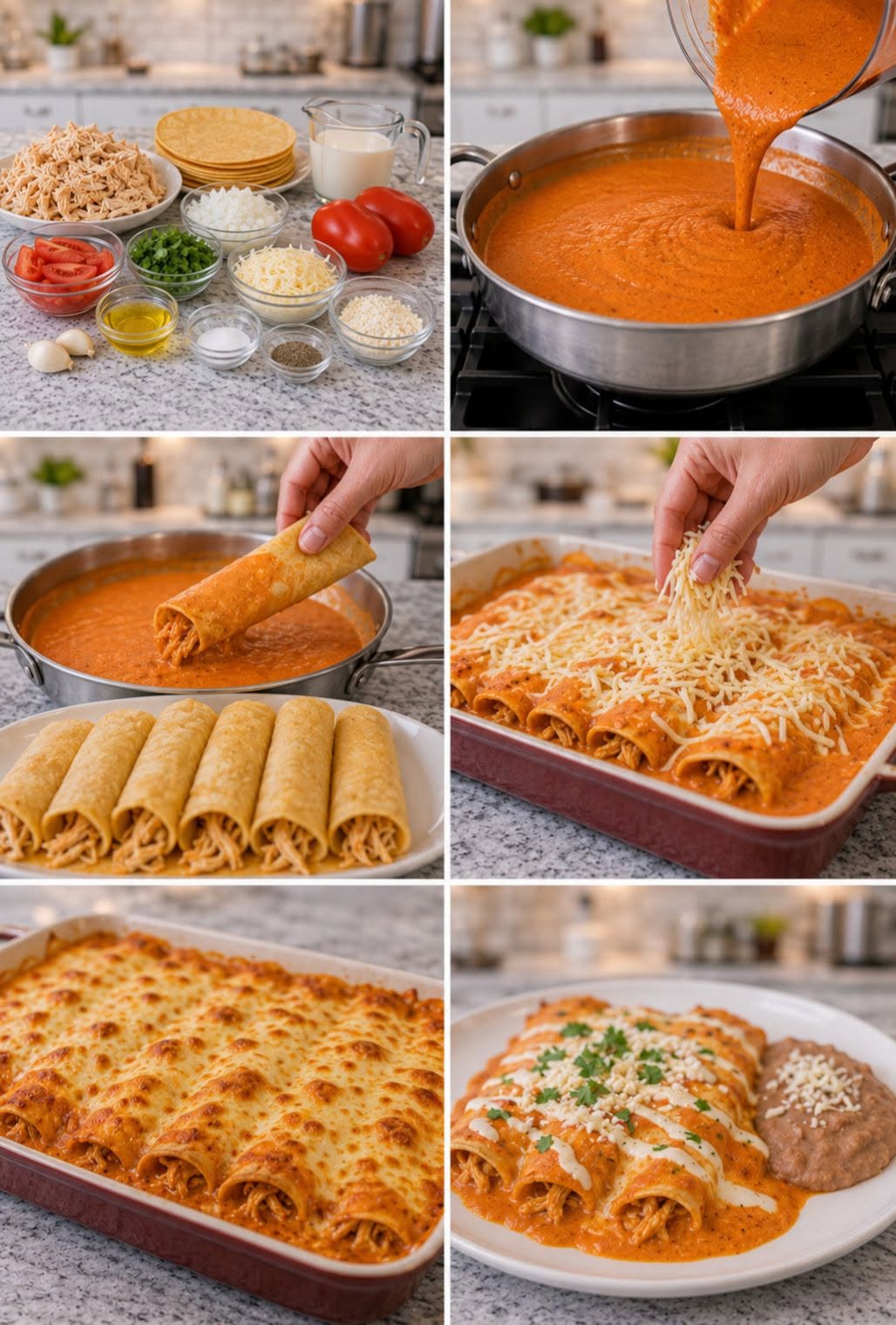 🍅✨🔥 ENCHILADAS SUIZAS DE TOMATE CREMOSAS 🔥🧀🤤