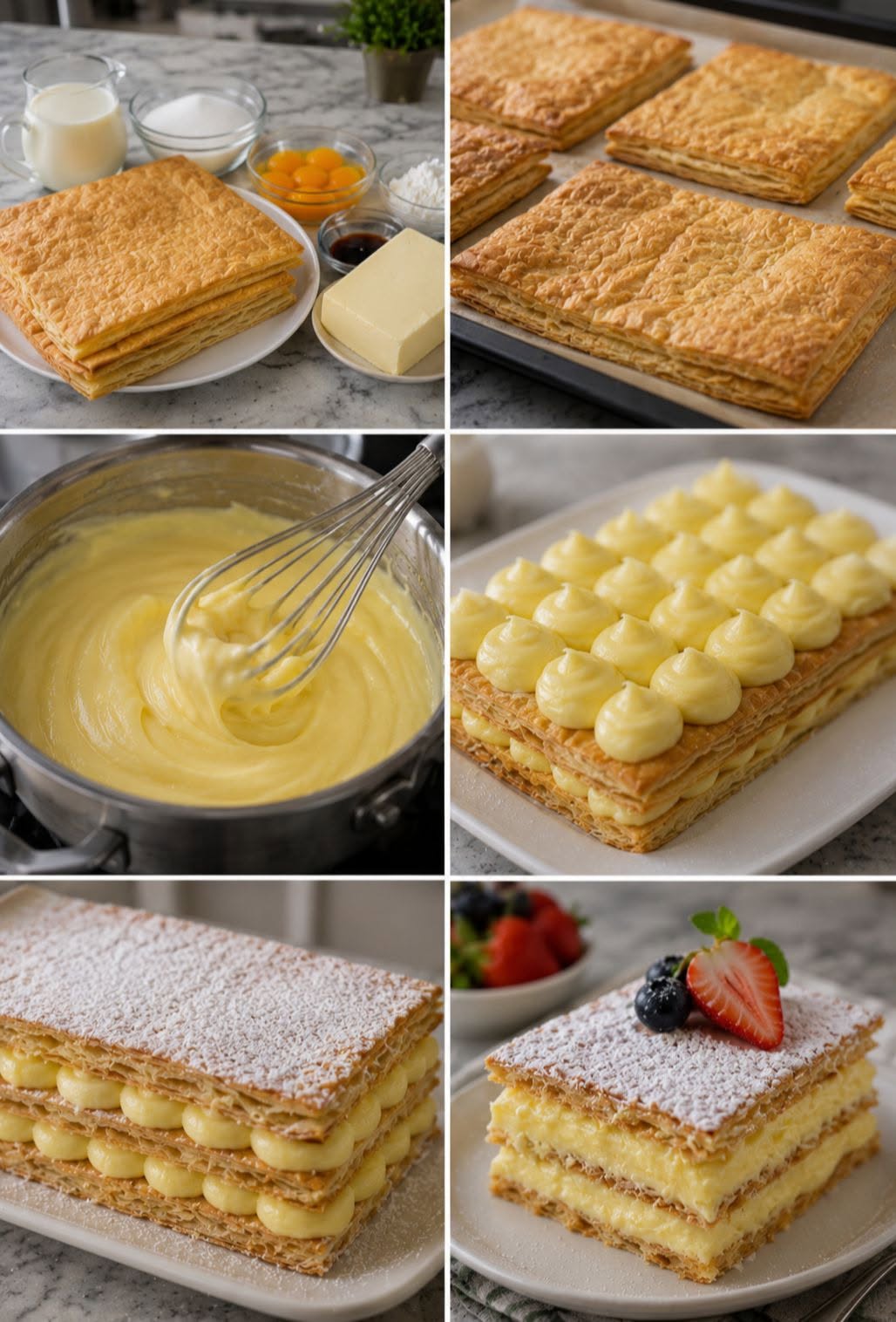 🥐✨🔥 MIL HOJAS CON CREMA PASTELERA 🔥🍓🤤