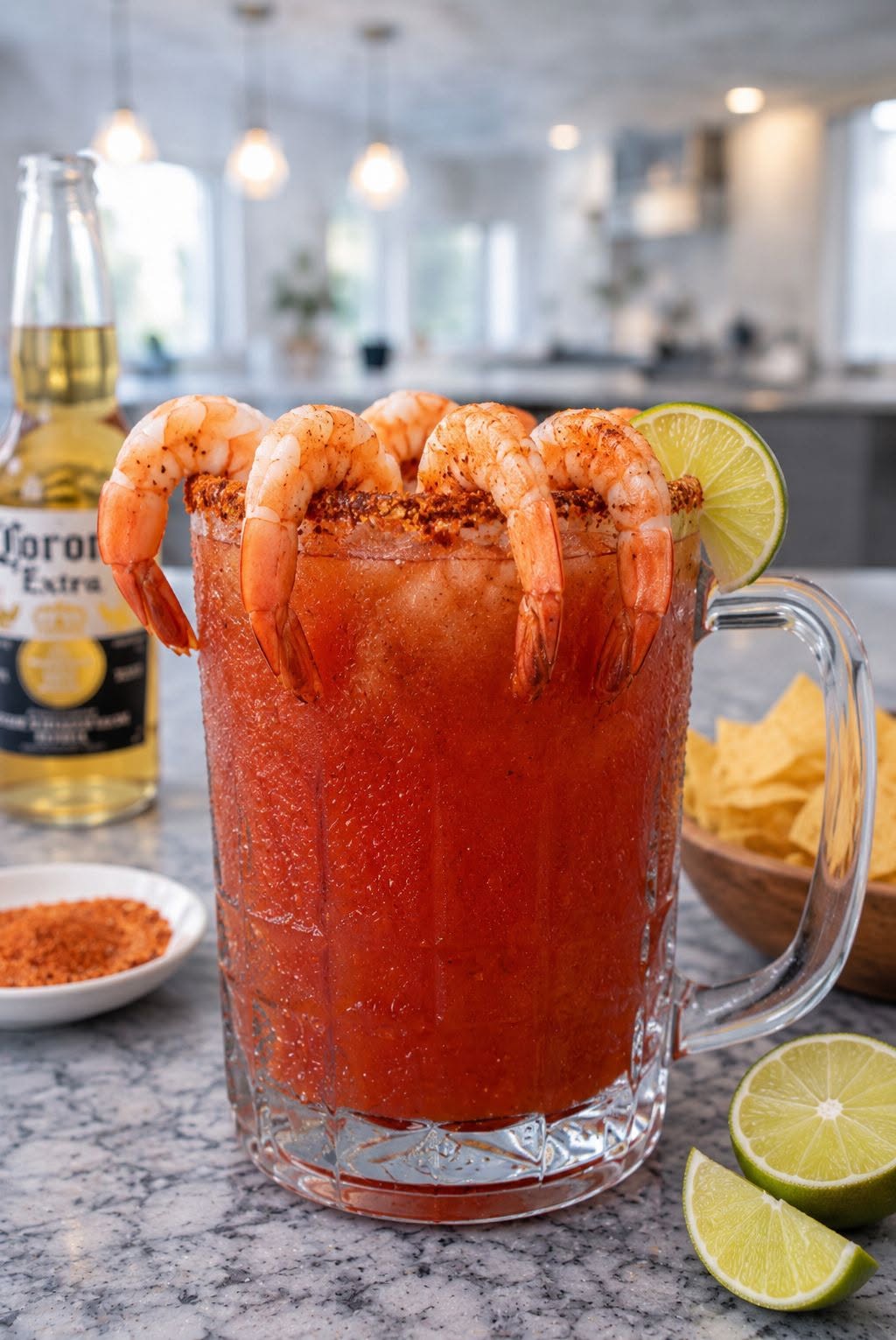 🍺🦐❄️🔥 MICHELADA CLÁSICA BIEN FRÍA CON CAMARONES DE ADORNO ✨🤤