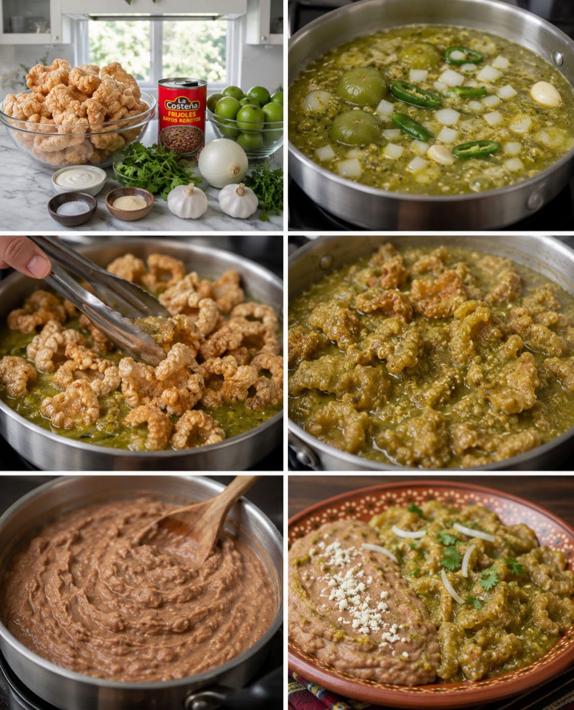 🐷💚🔥 CHICHARRÓN EN SALSA VERDE CON FRIJOLES 