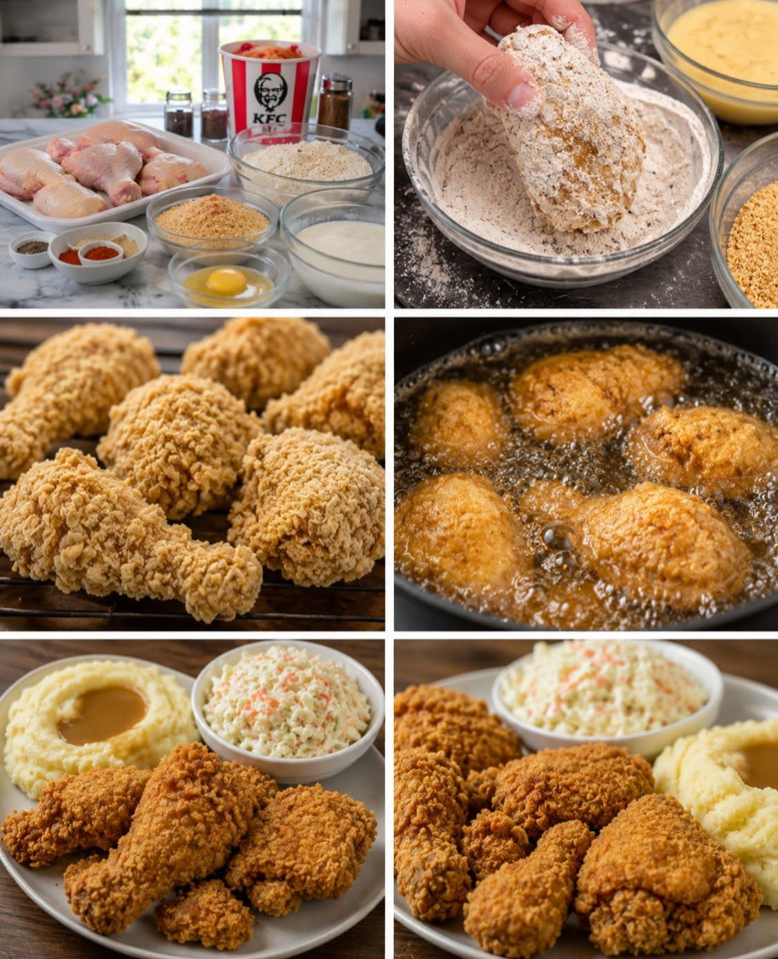 🍗🔥🥔 POLLO ESTILO KFC CRUJIENTE CON PURÉ Y ENSALADA CREMOSA ✨🤤