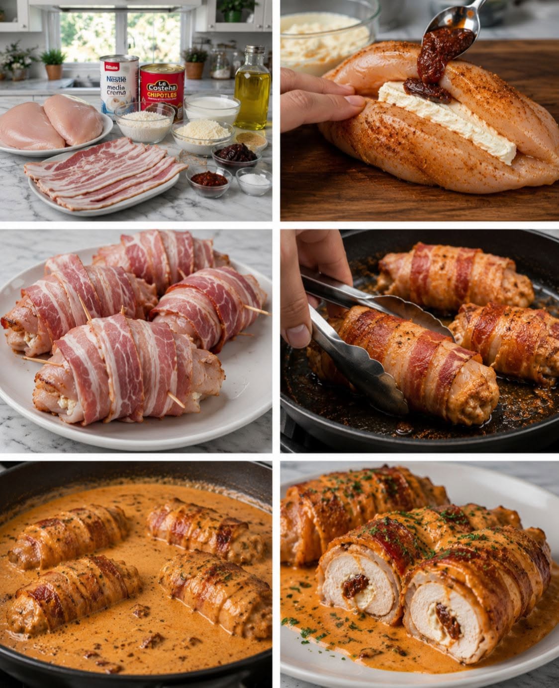 🍗🥓🔥 PECHUGAS DE POLLO AL CHIPOTLE ENVUELTAS EN TOCINO ✨🤤
