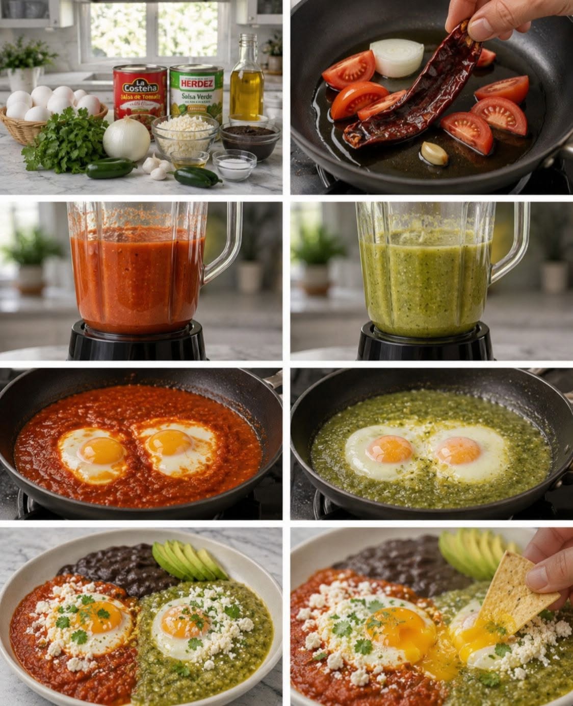 🍳🌶️💚 HUEVOS DIVORCIADOS CON SALSA ROJA Y VERDE ✨🤤