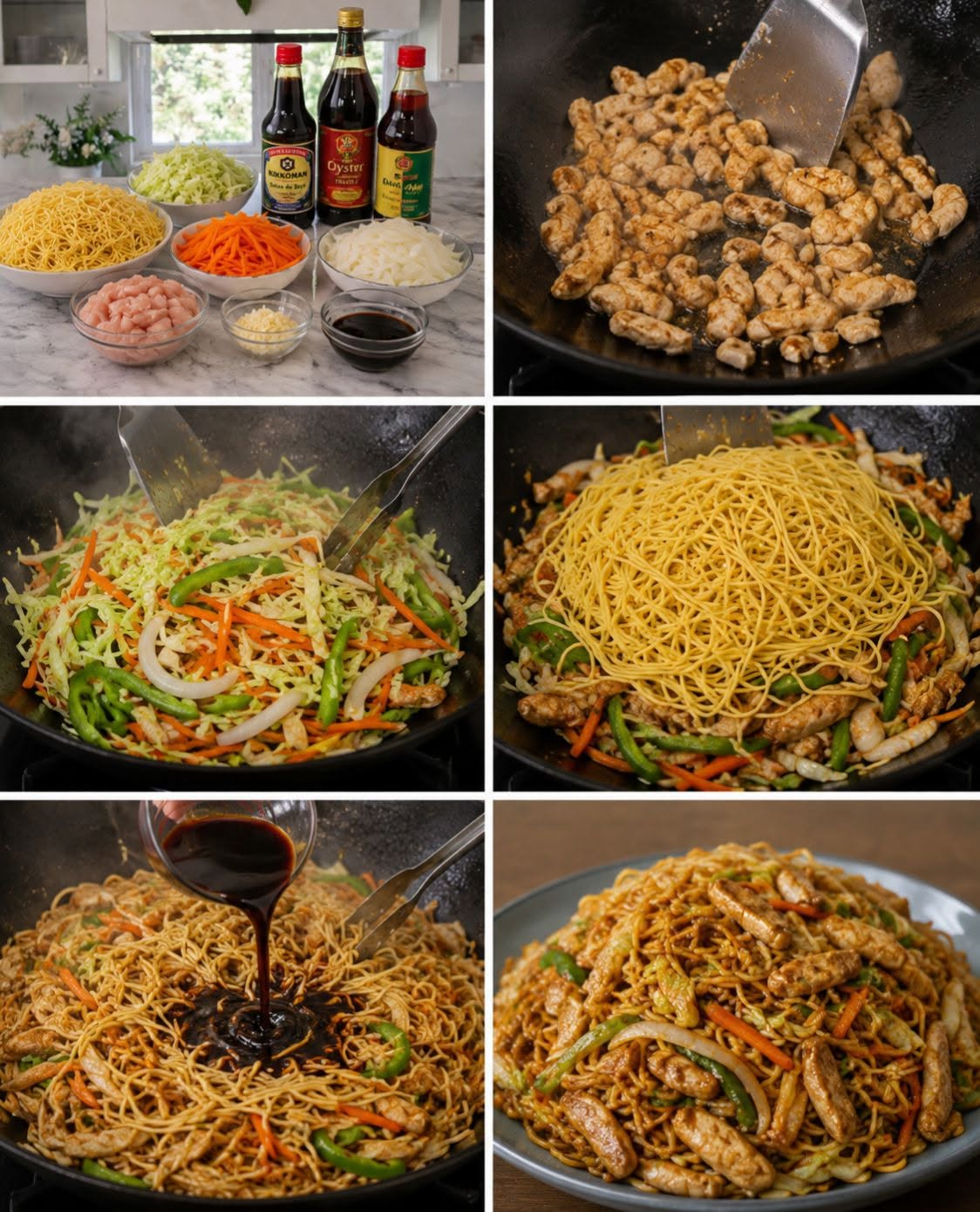 🍜🥩🔥 CHOW MEIN CHINO ESTILO RESTAURANTE 