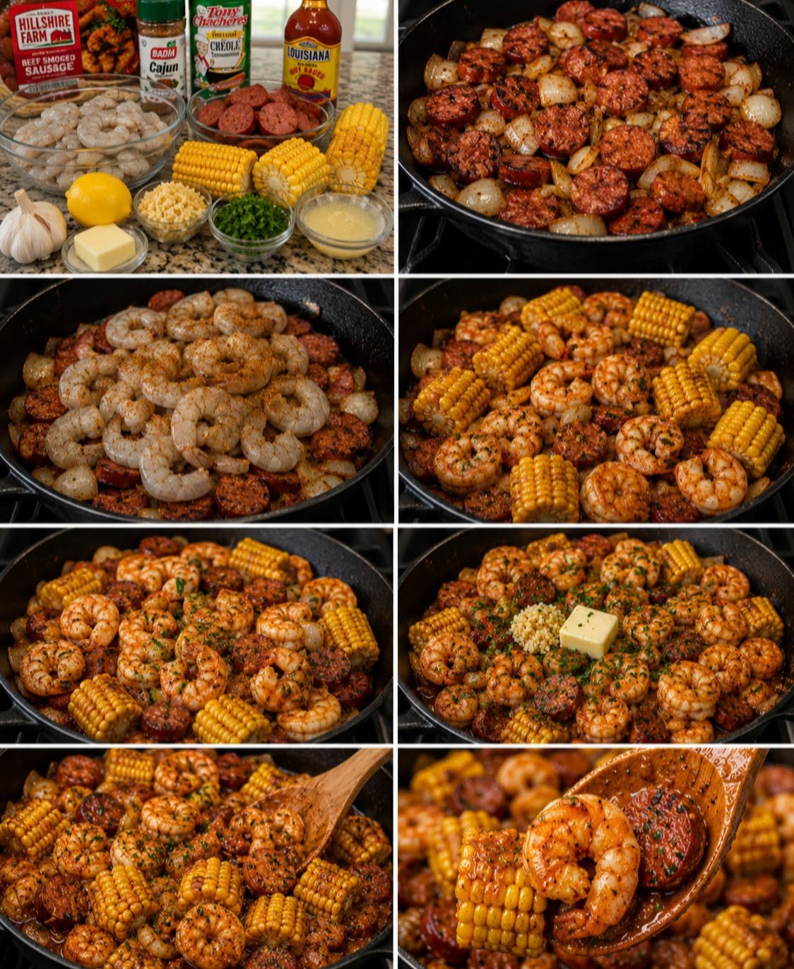 🍤🌽🔥 CAMARONES CON SALCHICHA AHUMADA, ELOTE Y MANTEQUILLA CAJÚN ✨🤤