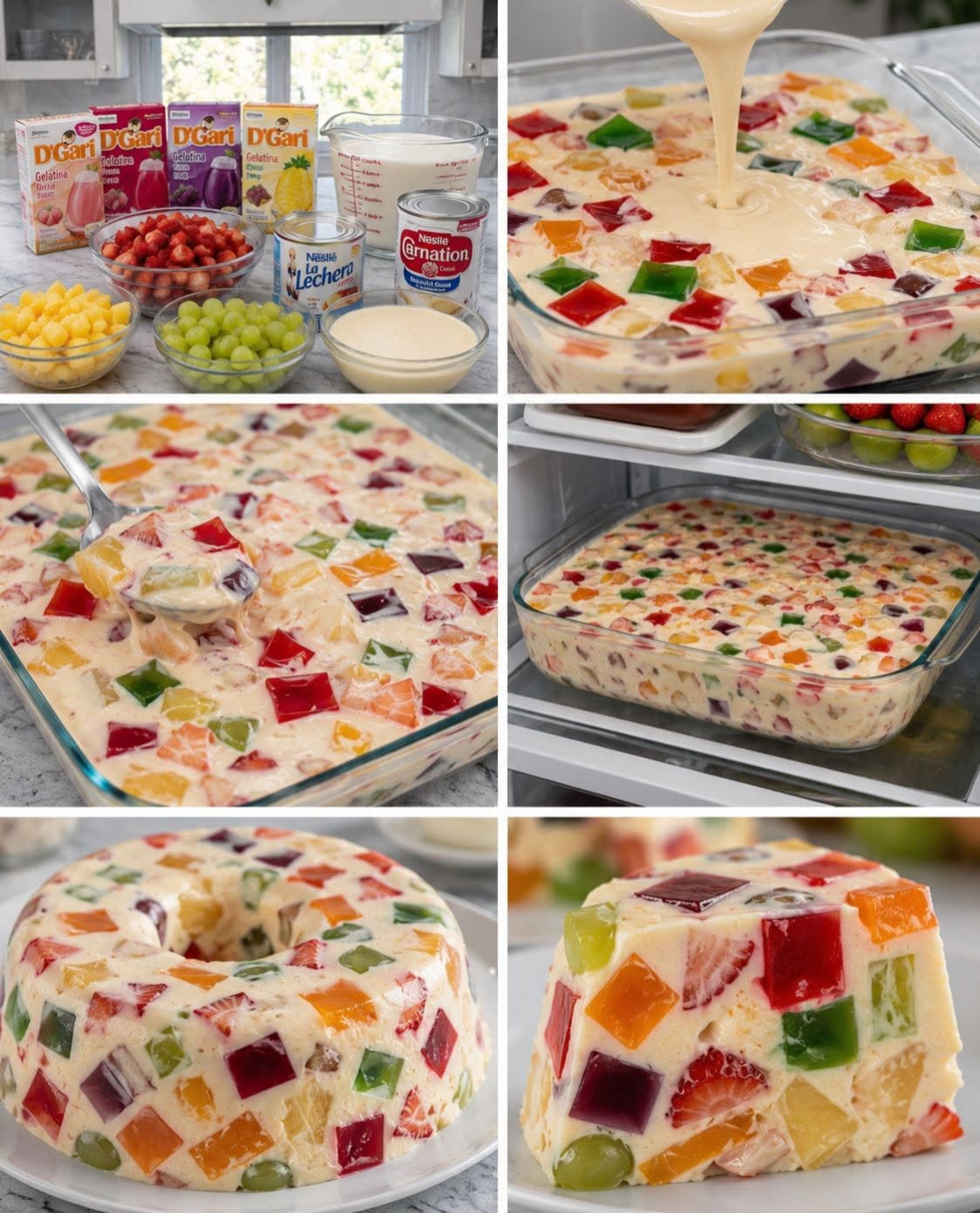🍓🍍🍇✨ GELATINA CREMOSA DE FRUTAS Y MOSAICO 