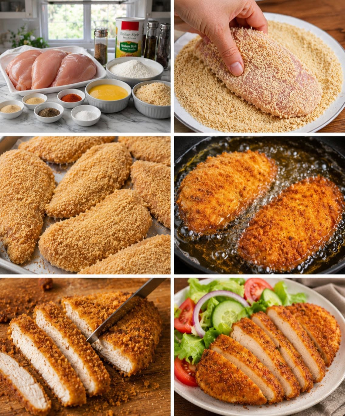 🍗🥗🔥 PECHUGAS DE POLLO EMPANIZADAS CRUJIENTES CON ENSALADA 