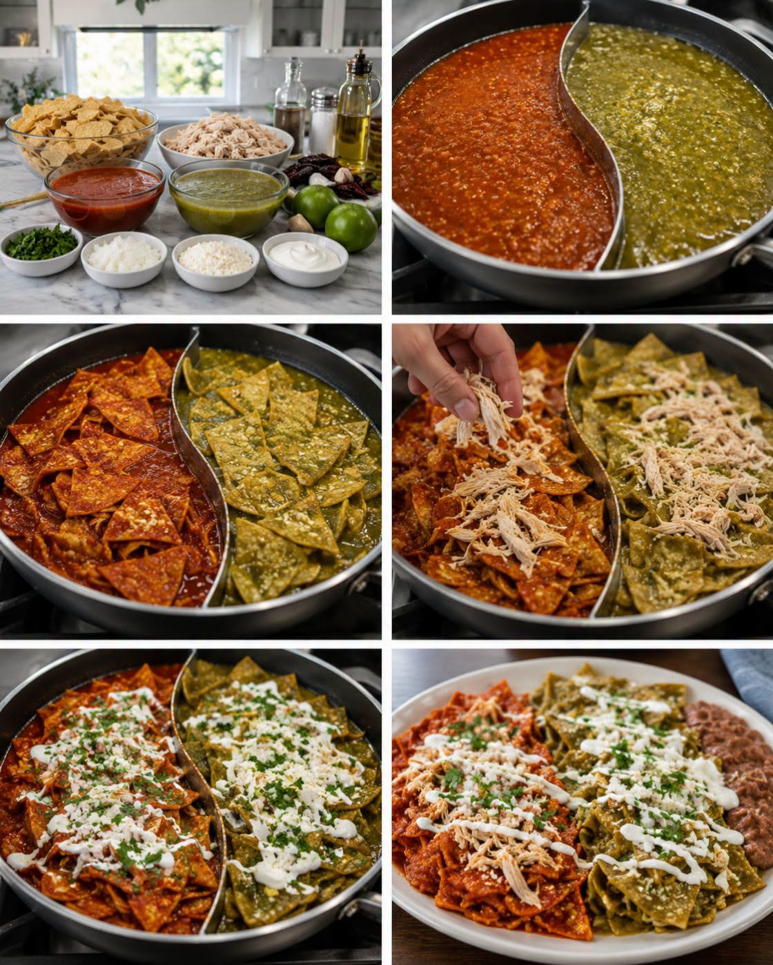 🍳🌶️🥑 CHILAQUILES ROJOS Y VERDES DIVORCIADOS CON POLLO