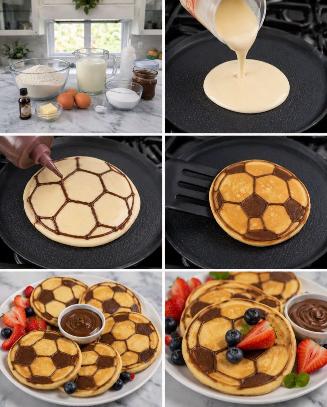 ⚽🥞 HOT CAKES DECORADOS COMO BALÓN DE FÚTBOL
