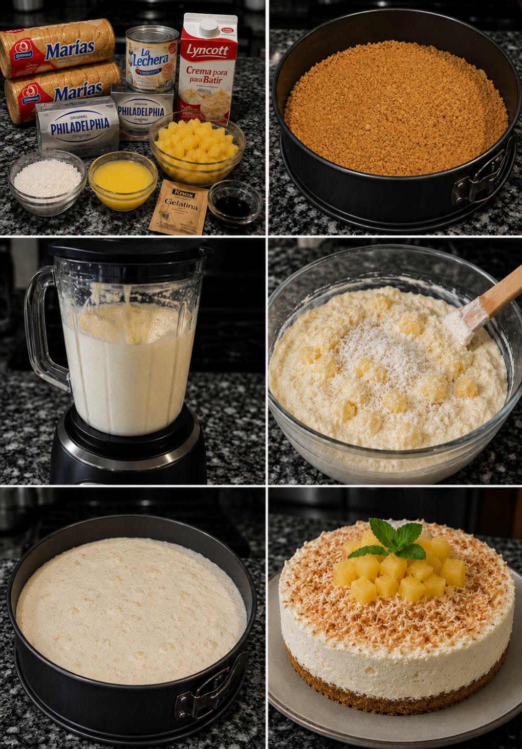 🍍🥥🍰 CHEESECAKE FRÍO DE PIÑA Y COCO SIN HORNO