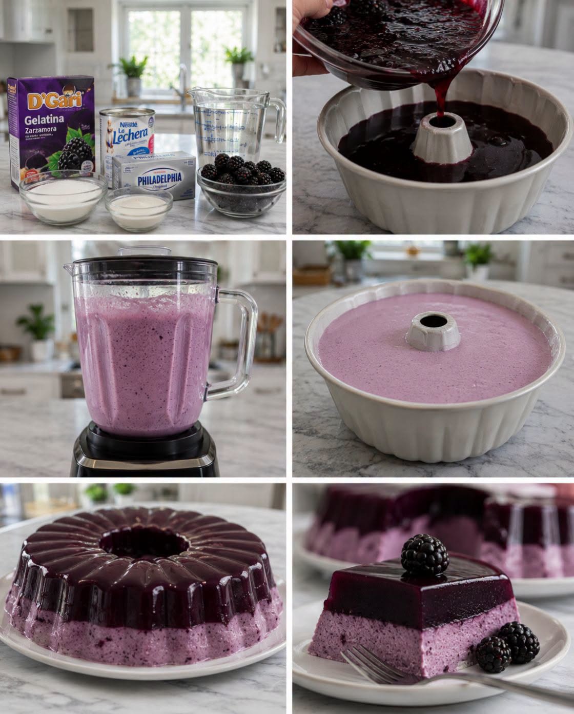 🍇🍮✨ GELATINA DE ZARZAMORA CON QUESO CREMA