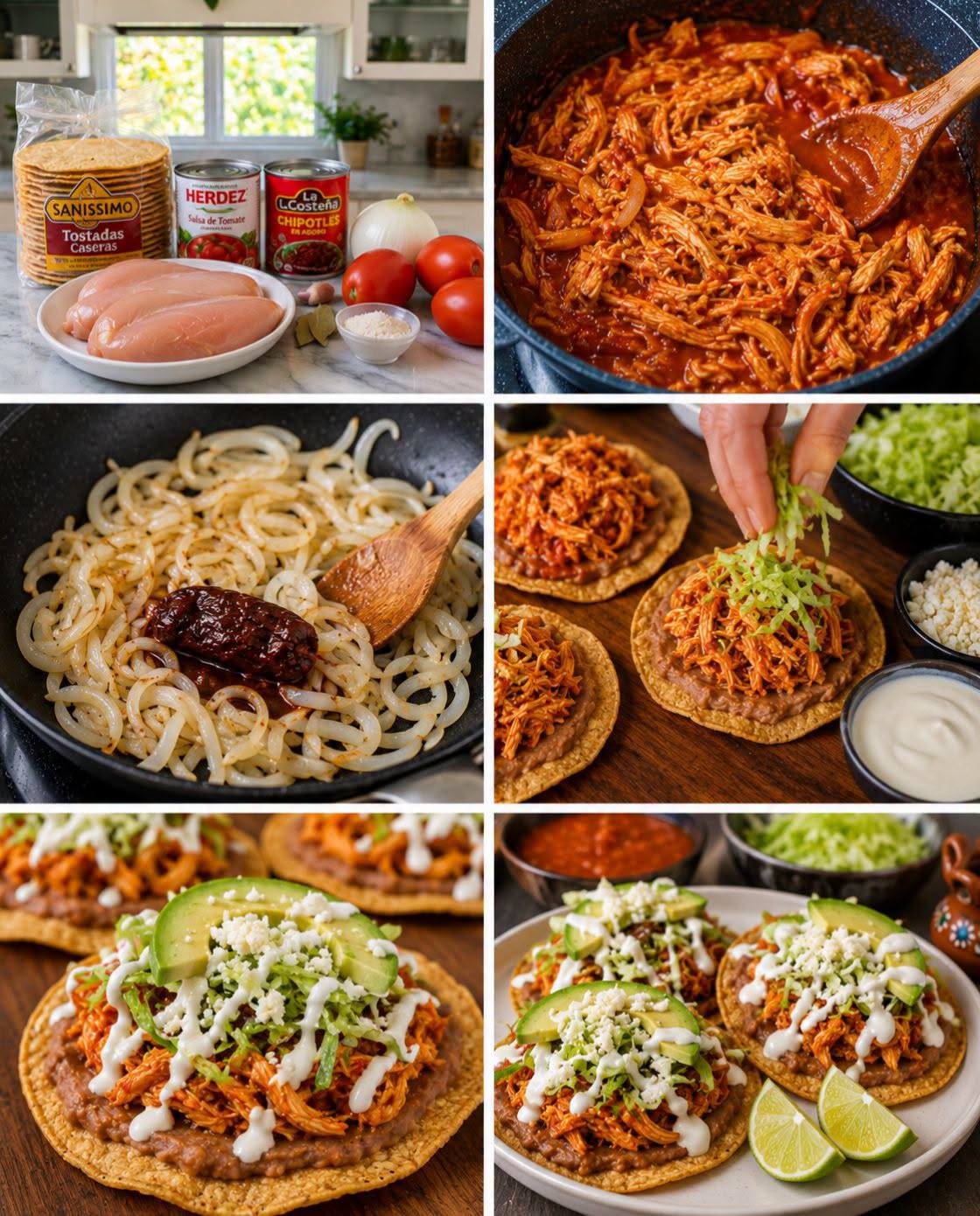 🌮🔥 TOSTADAS DE TINGA DE POLLO