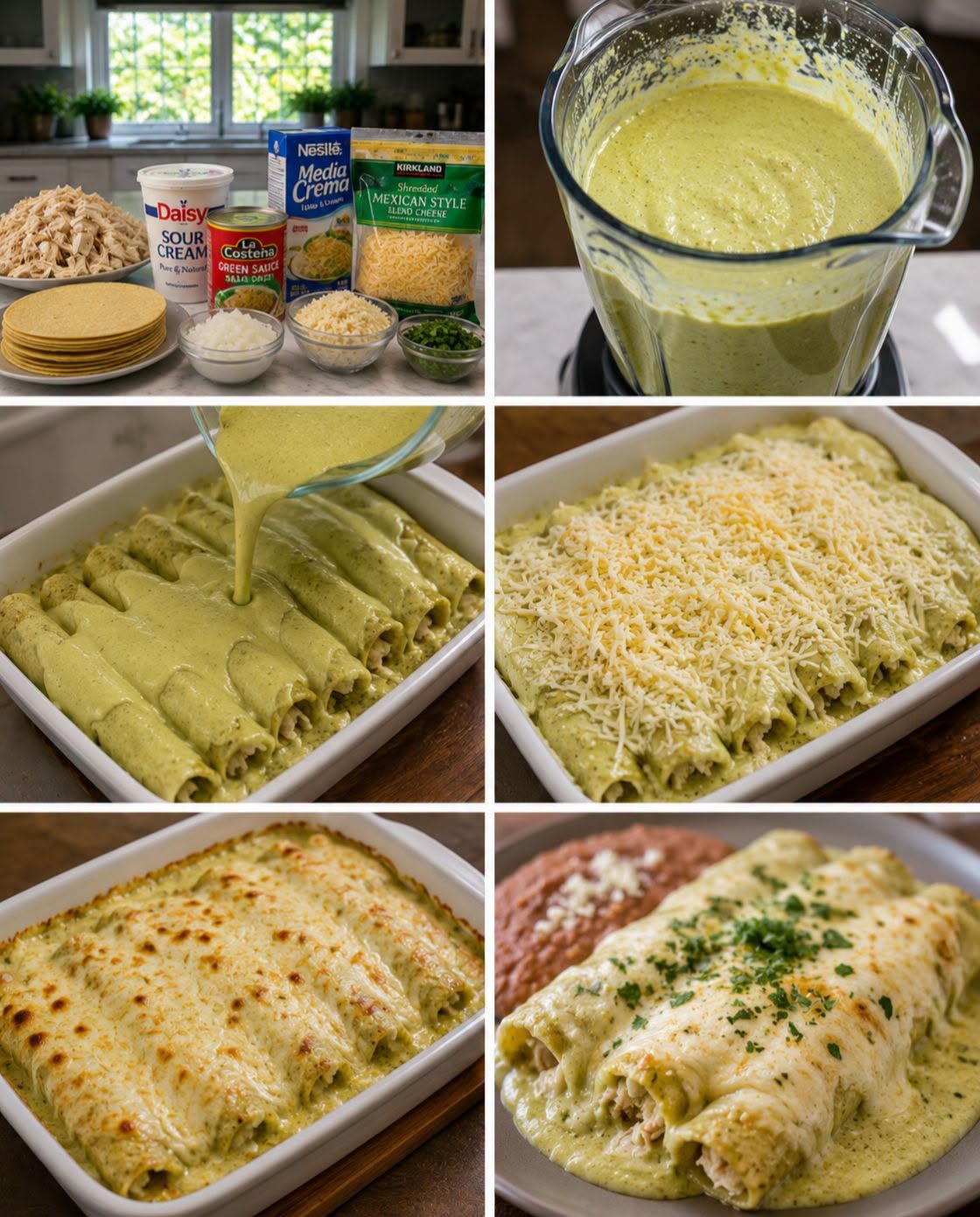 🥬🧀✨ ENCHILADAS VERDES SUIZAS CREMOSAS