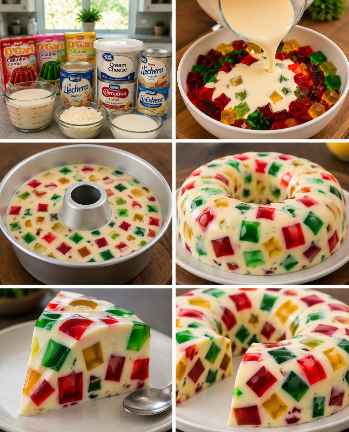 🌈🍮✨ GELATINA MOSAICO DE TRES LECHES CON QUESO CREMA
