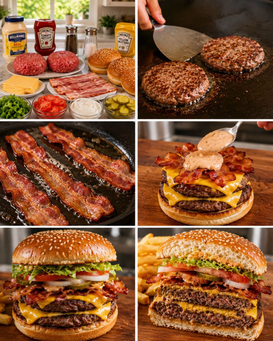 🍔🥓🧀 HAMBURGUESA DOBLE CON TOCINO
