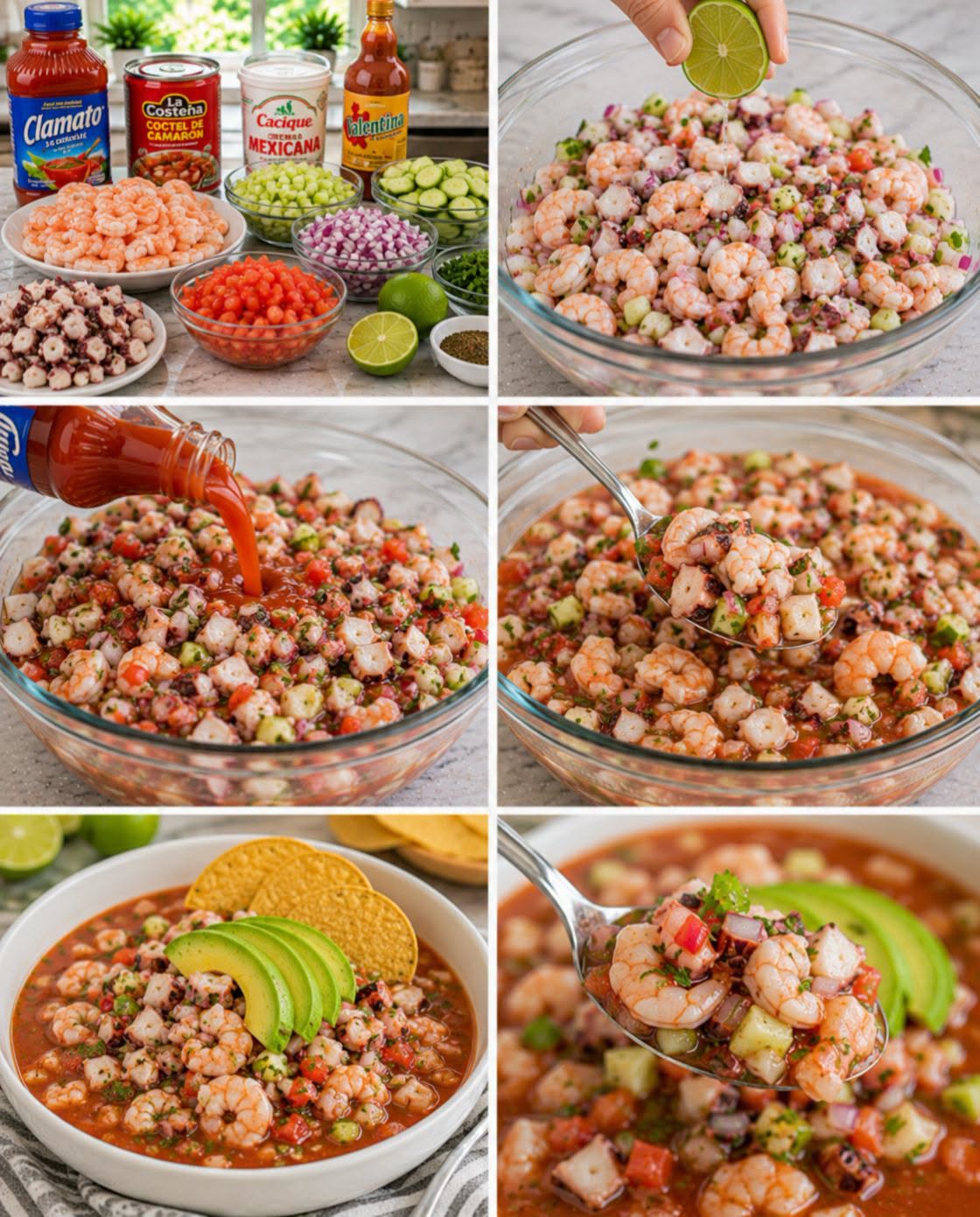 🦐🐙🍋 CEVICHE DE CAMARÓN COCIDO CON PULPO ESTILO SINALOA
