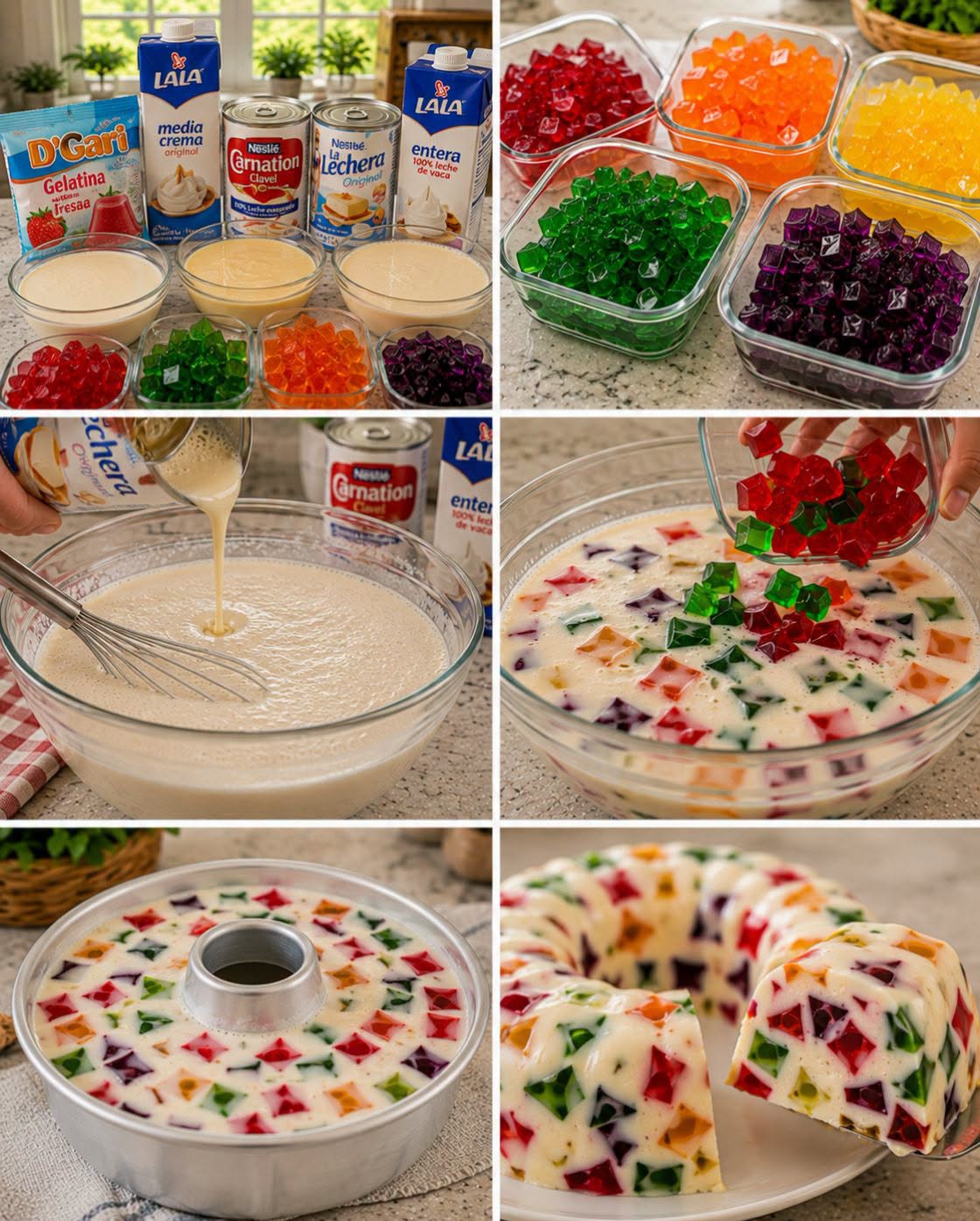 🌈🍮🥛 GELATINA DE MOSAICO TRES LECHES
