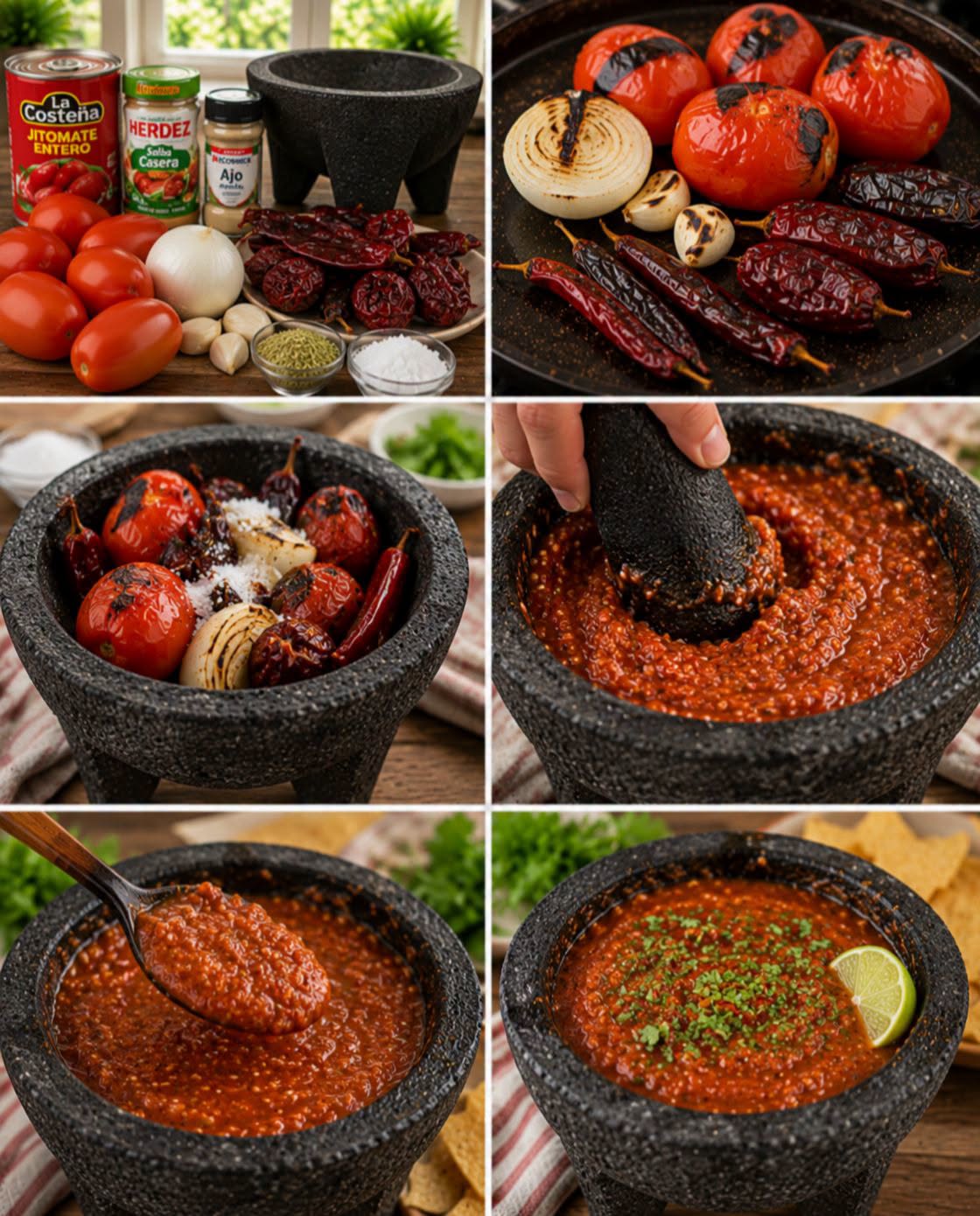 🌶️🔥🍅 SALSA ROJA TATEMADA EN MOLCAJETE