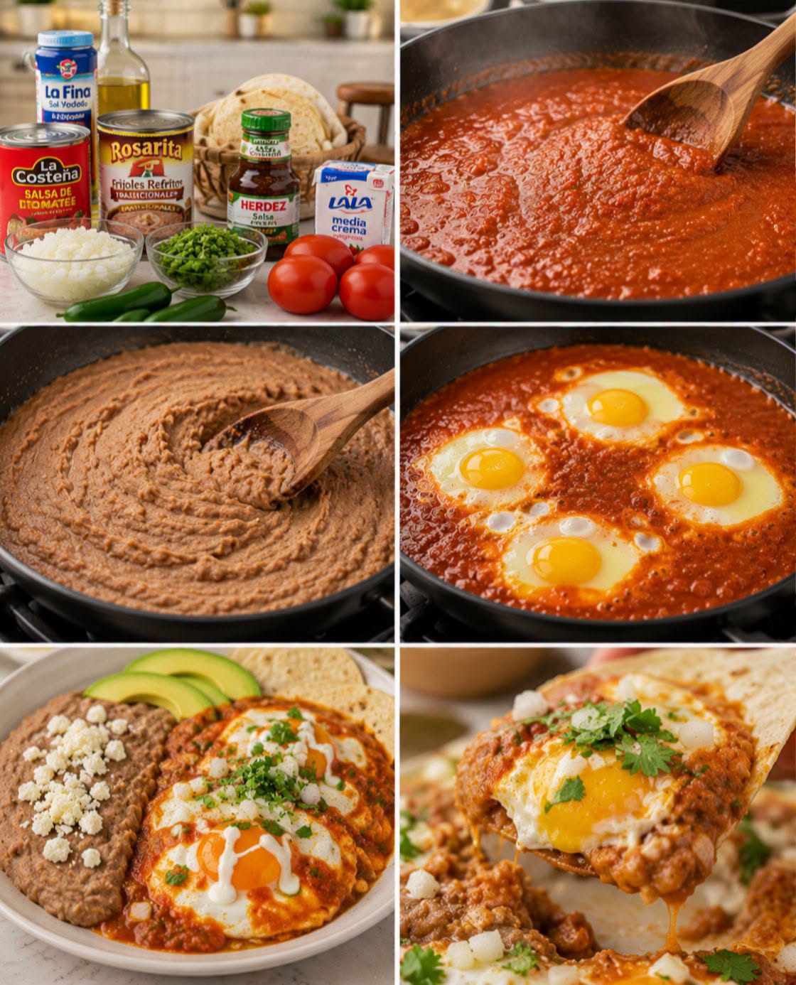 🍳🌶️✨ HUEVOS RANCHEROS CON FRIJOLES REFRITOS
