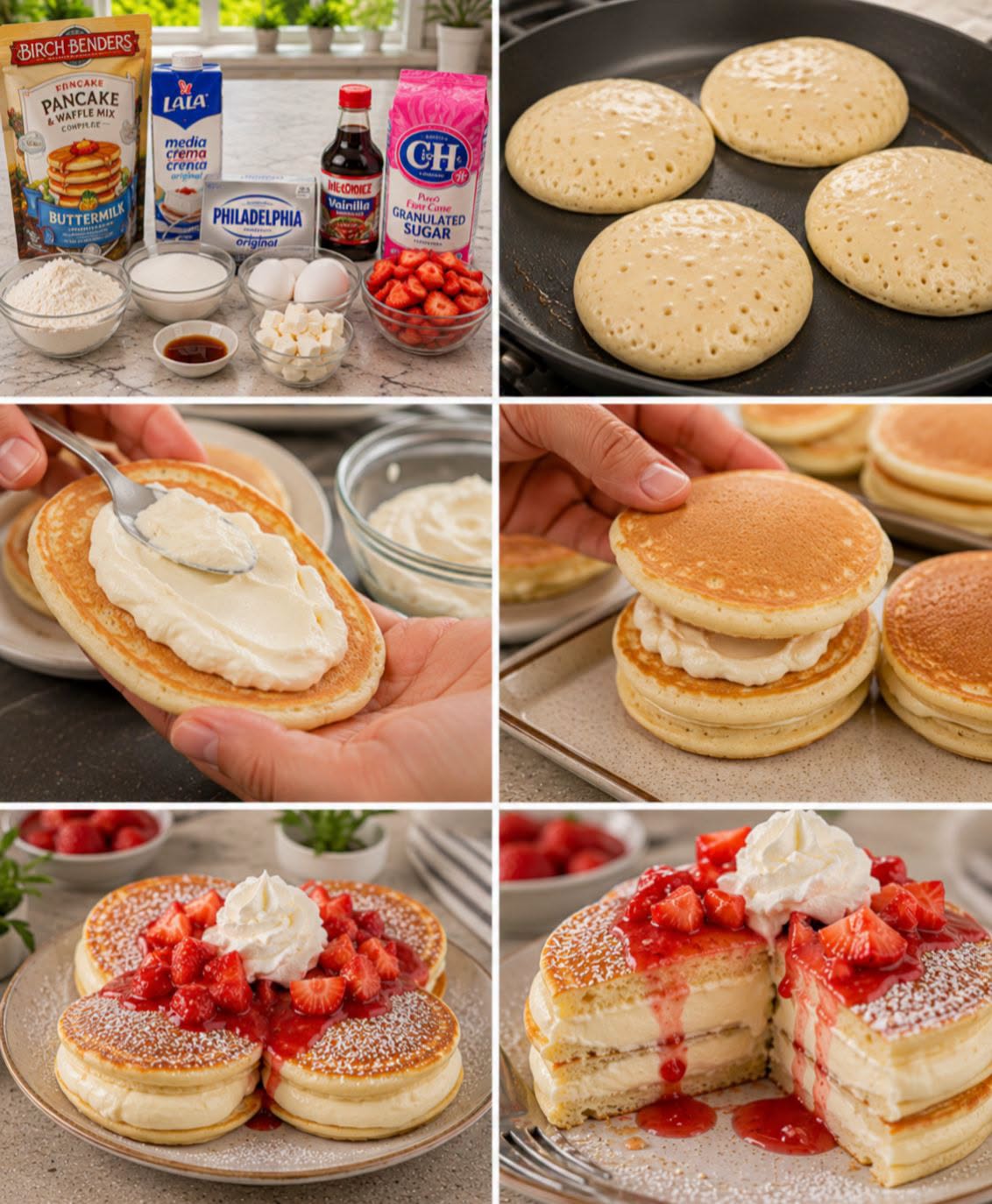🥞🍓🧀 HOT CAKES RELLENOS DE CHEESECAKE