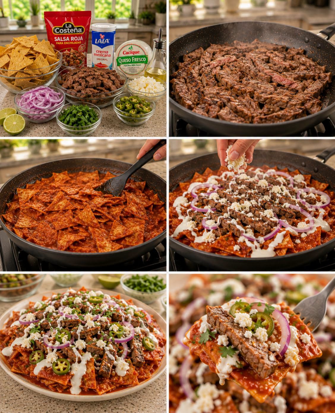 🌮🥩🔥 CHILAQUILES ROJOS CON CARNE ASADA