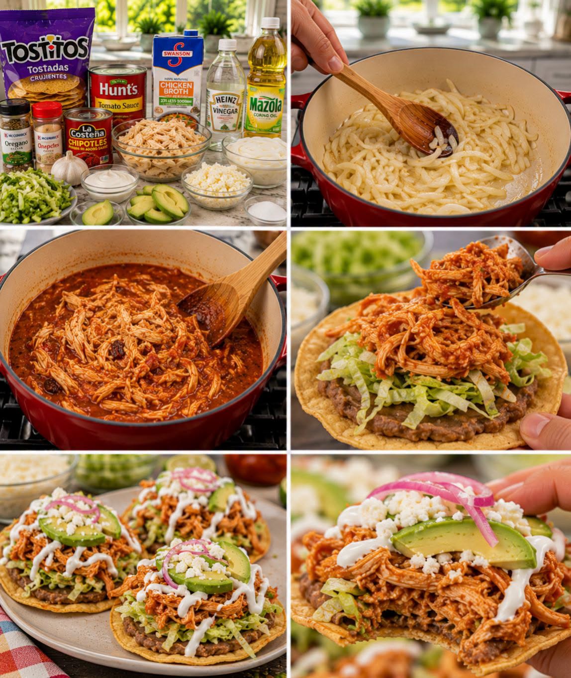 🌮🍗🔥 TOSTADAS DE TINGA DE POLLO