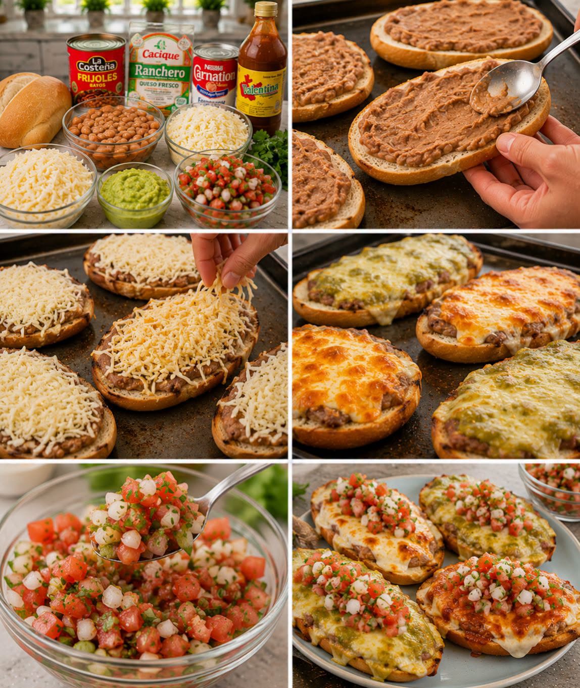 🌈🧀🥑 MOLLETES TRICOLOR CON PICO DE GALLO