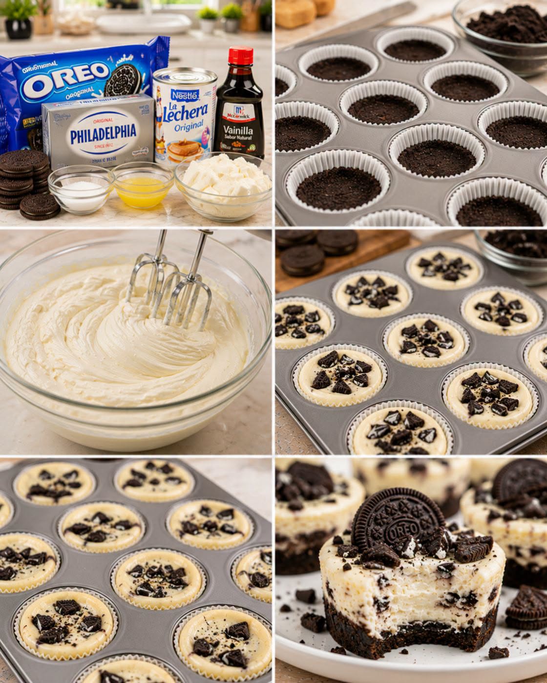 🍪🧁✨ MINI CHEESECAKE DE OREO EN HORNO