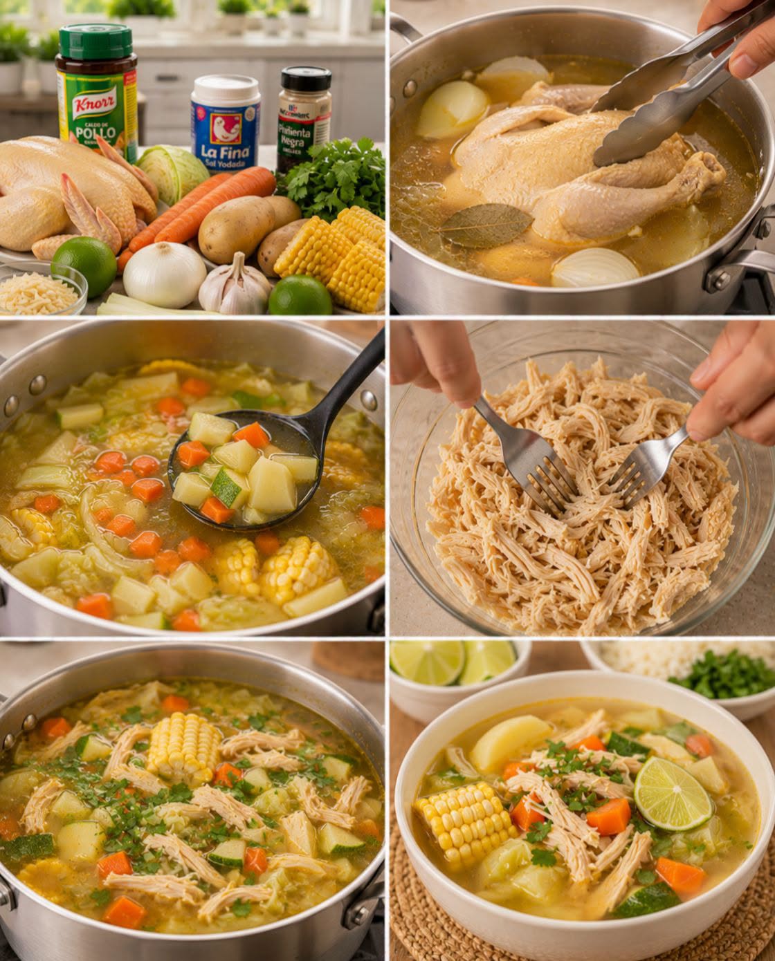 🍲🍗✨ CALDO DE POLLO DESHEBRADO CON VERDURAS 