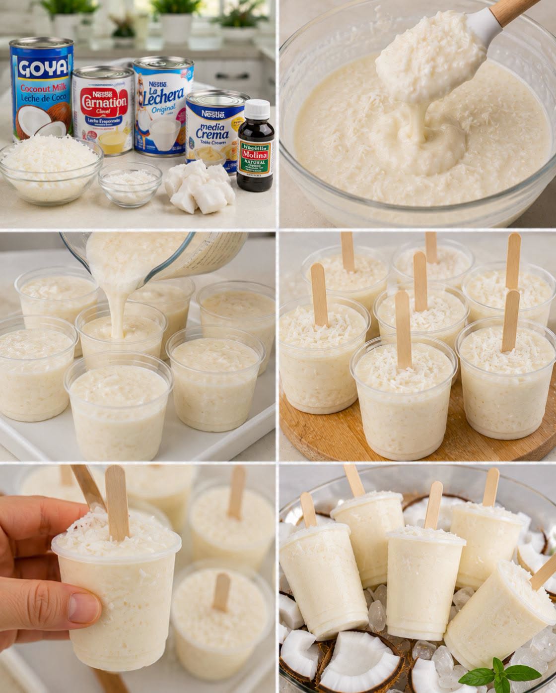 🥥🍦✨ PALETAS DE COCO CREMOSA EN VASITOS