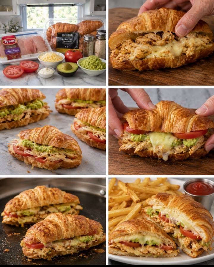 🥐🧀 CROISSANT DE POLLO CON GUACAMOLE Y QUESO DERRETIDO