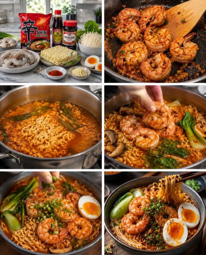🍜🦐 Ramen Coreano Picante con Camarones