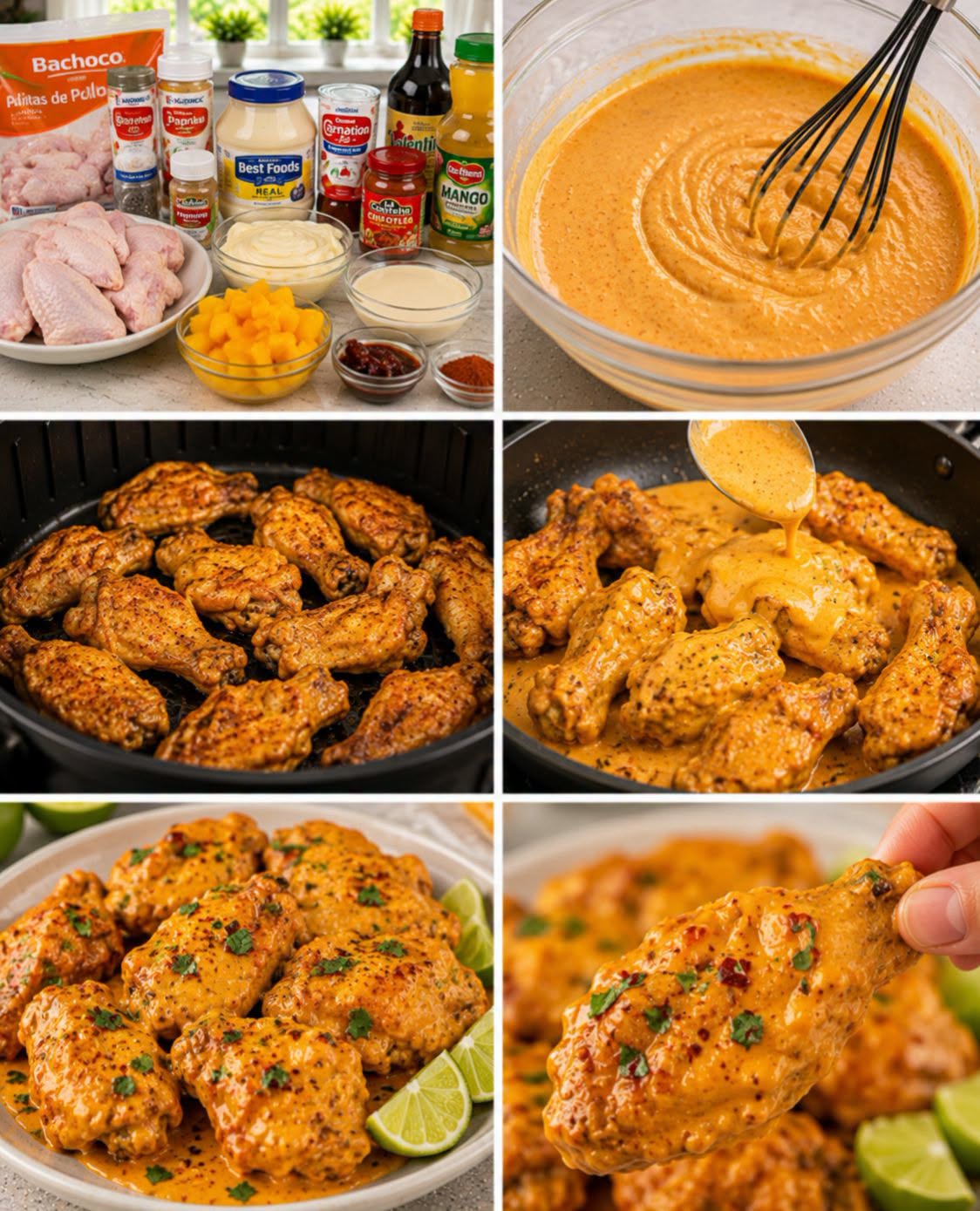 🍗🥭🌶️✨ ALITAS DE POLLO CON SALSA CREMOSA DE MANGO Y CHILE