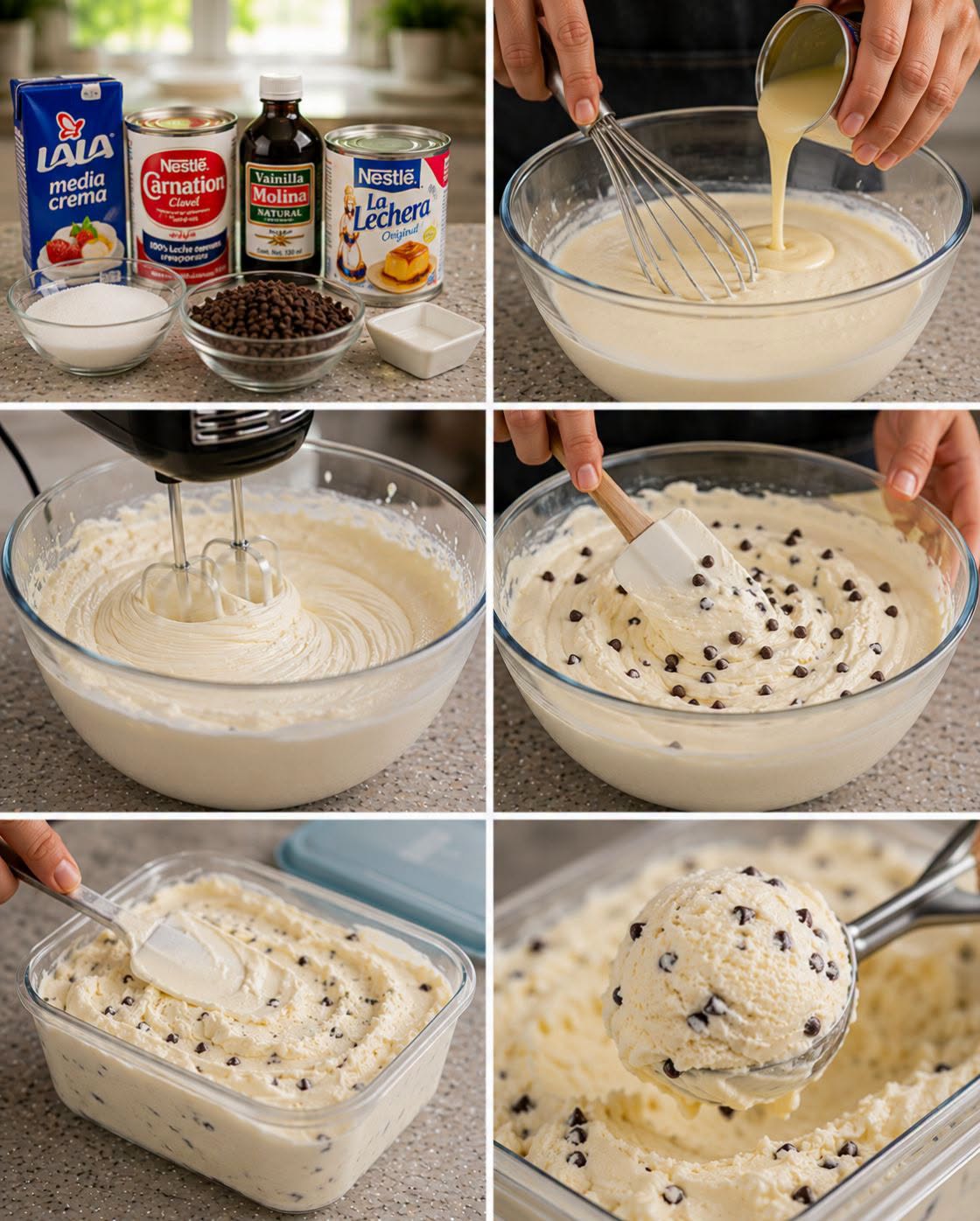 🍨🍦🍫 HELADO CASERO DE VAINILLA CON CHISPAS DE CHOCOLATE