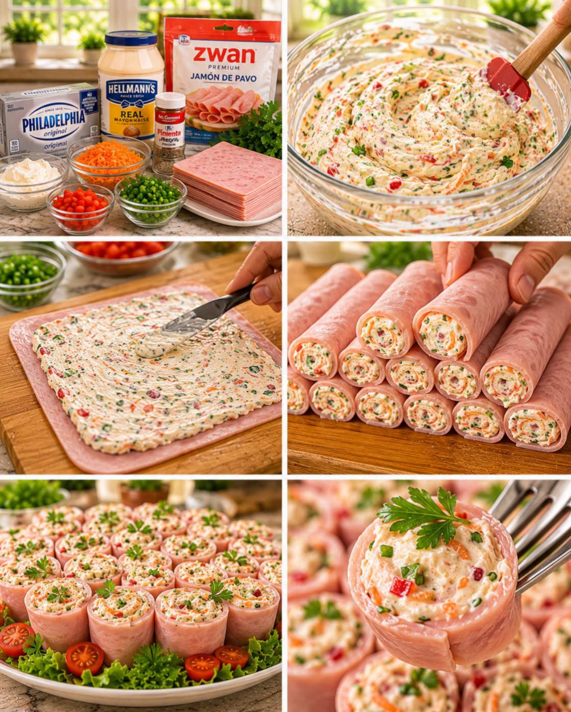 🥓🧀✨ ROLLITOS DE JAMÓN CON QUESO CREMA