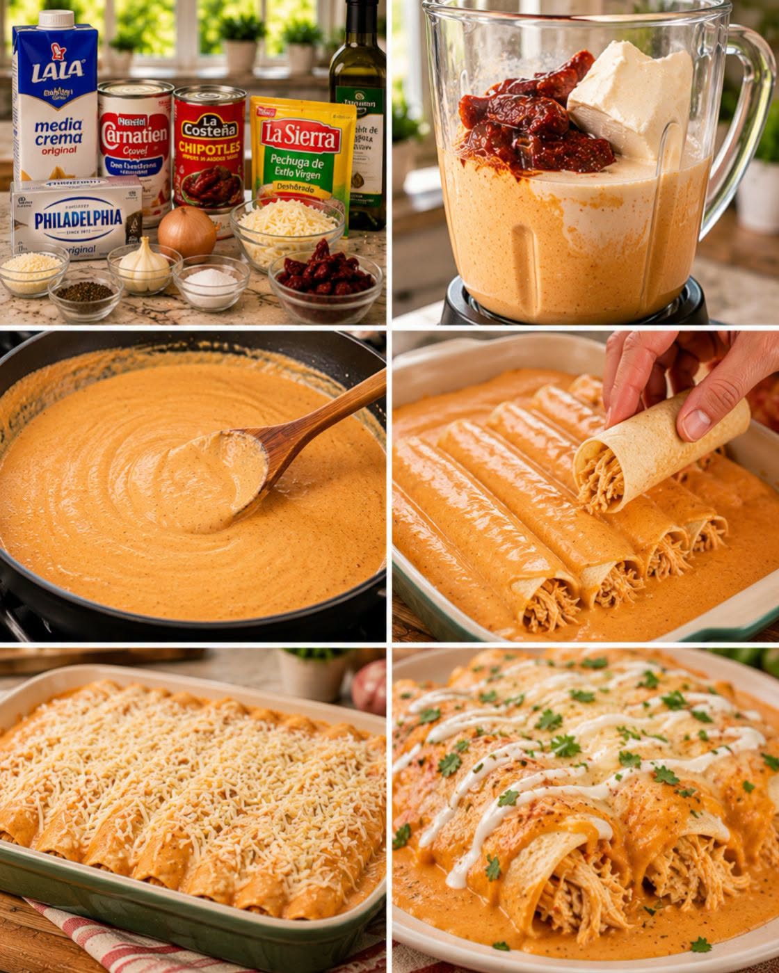 🌶️🧀✨ ENCHILADAS DE POLLO EN SALSA CREMOSA DE CHIPOTLE