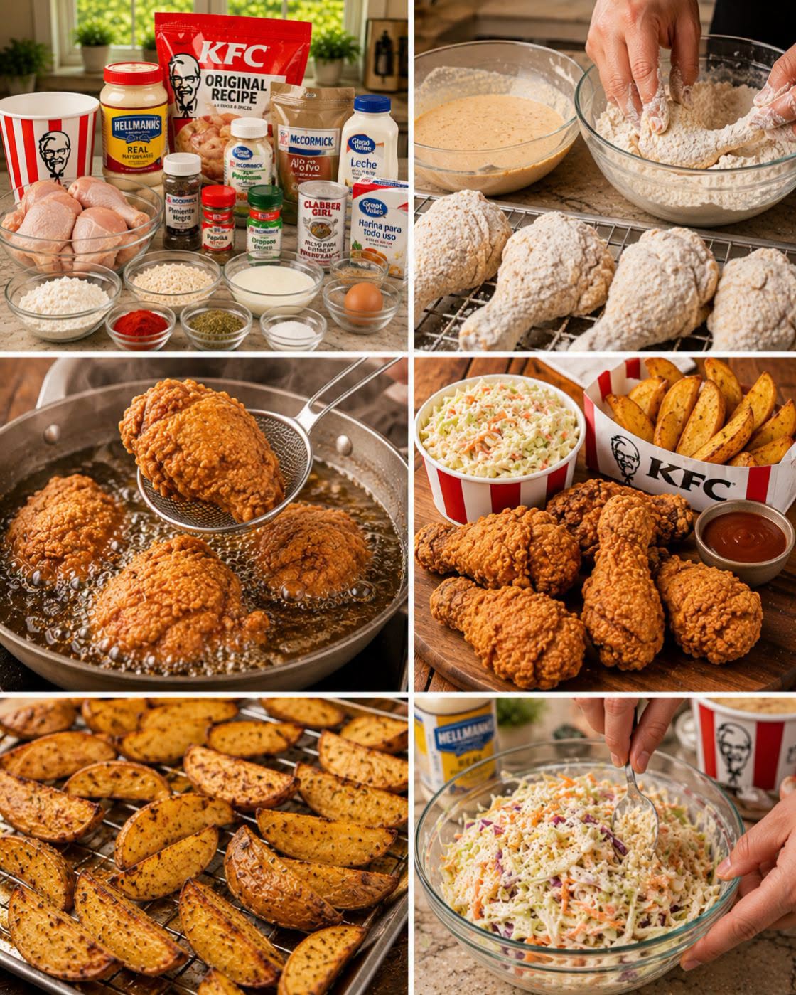 🍗🍟🥗✨ POLLO ESTILO KFC CON PAPAS GAJO Y ENSALADA 
