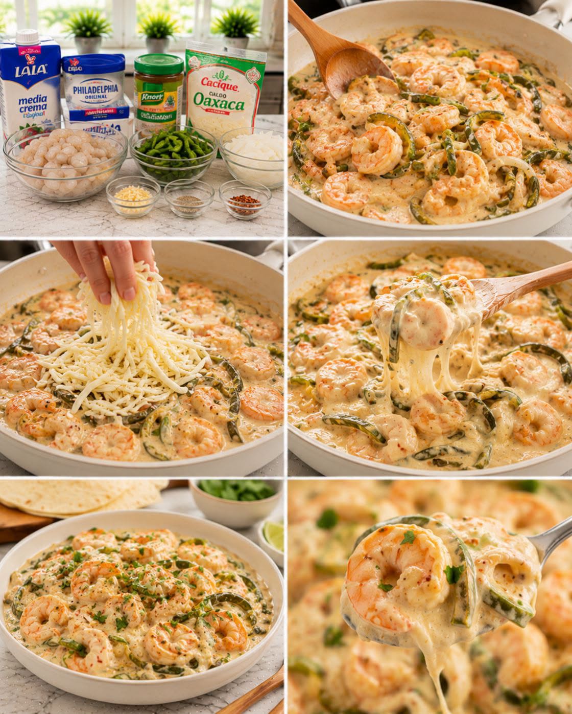 🍤🧀🌶️ CAMARONES CREMOSOS CON RAJAS Y QUESO