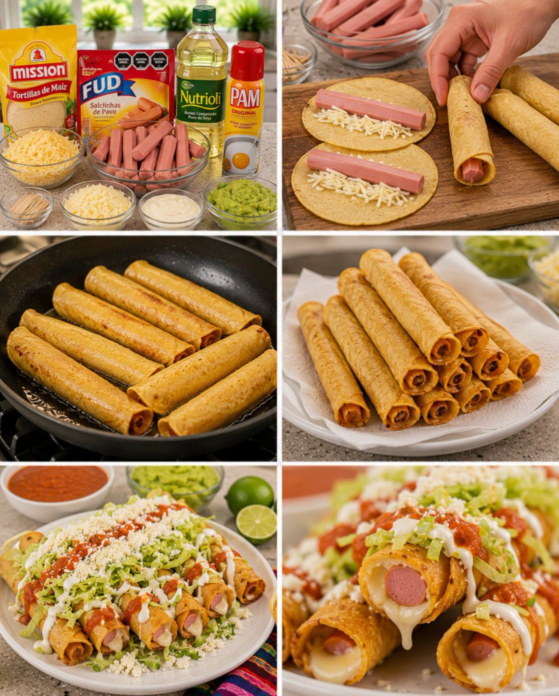 🌭🧀🌮✨ FLAUTAS DE SALCHICHA CON QUESO