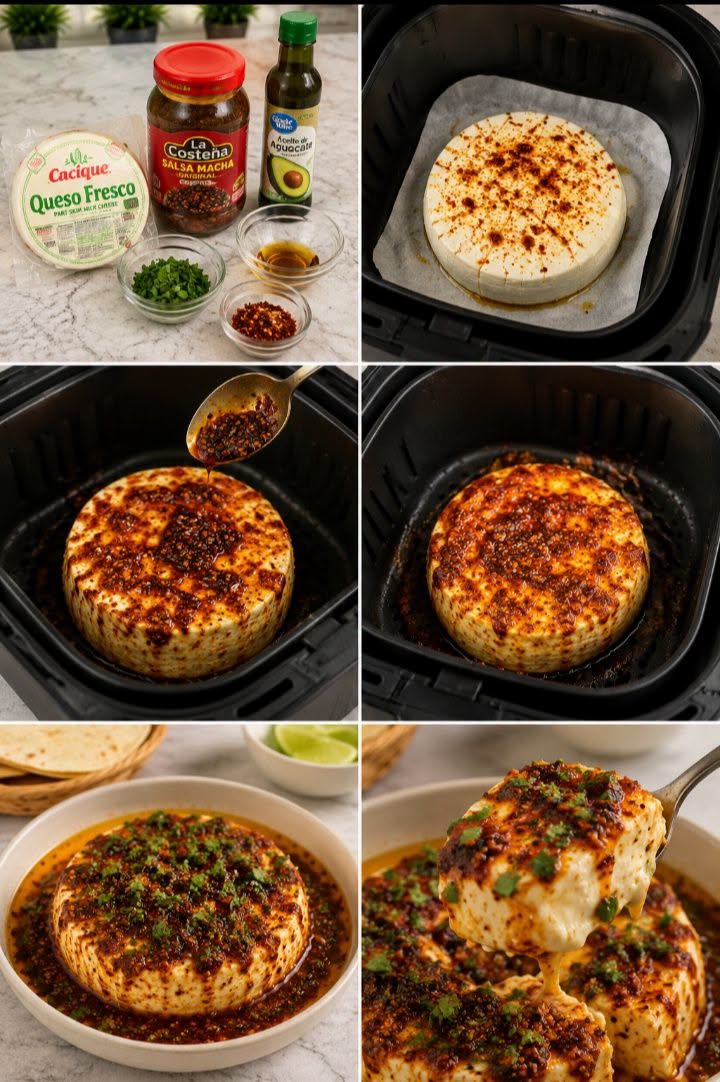 🧀🌶️ QUESO FRESCO BAÑADO EN SALSA MACHA EN FREIDORA DE AIRE
